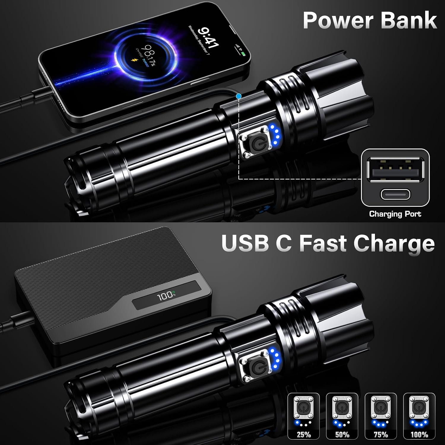 AKNEAR Rechargeable LED Flashlight High Lumens Super Bright - Image 5