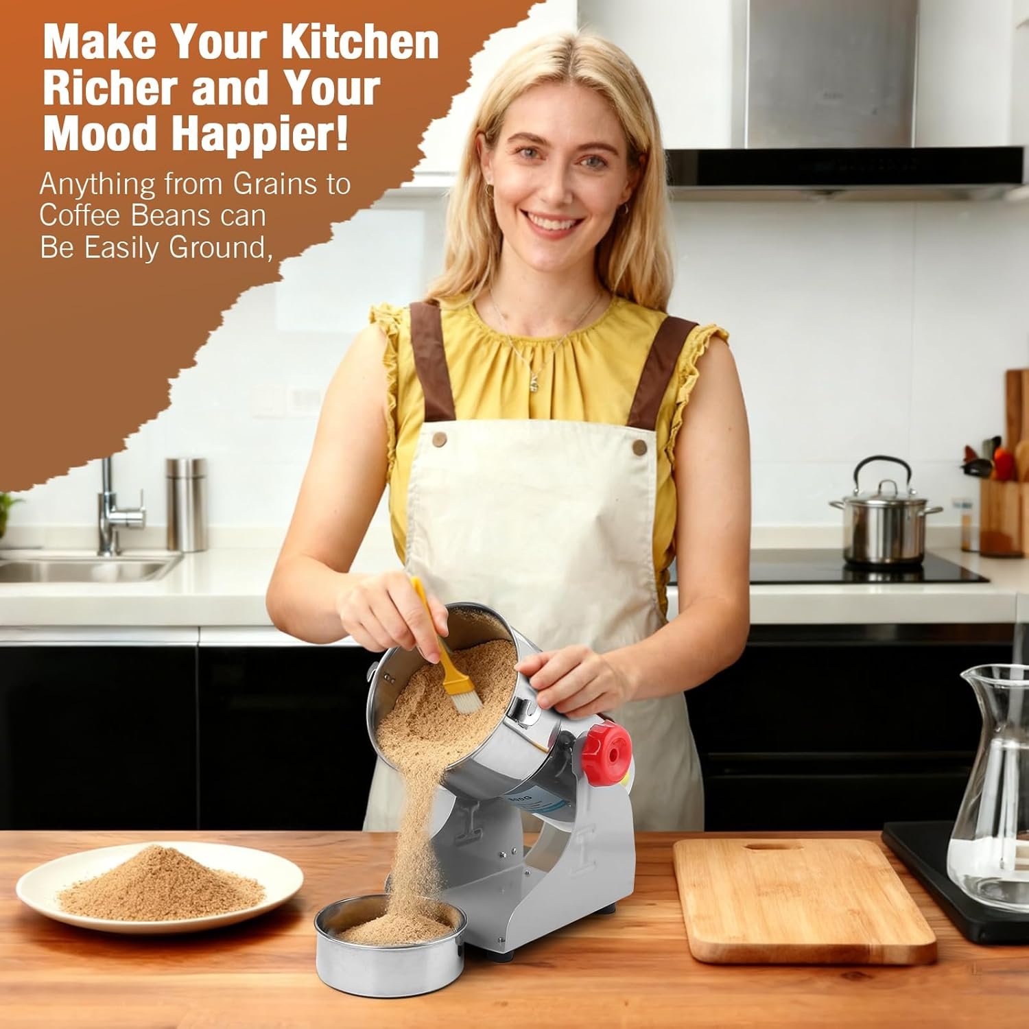Electric Grain Mill Grinder-Swing Type 3500W 110V 2500g Commercial Grinder - Image 2