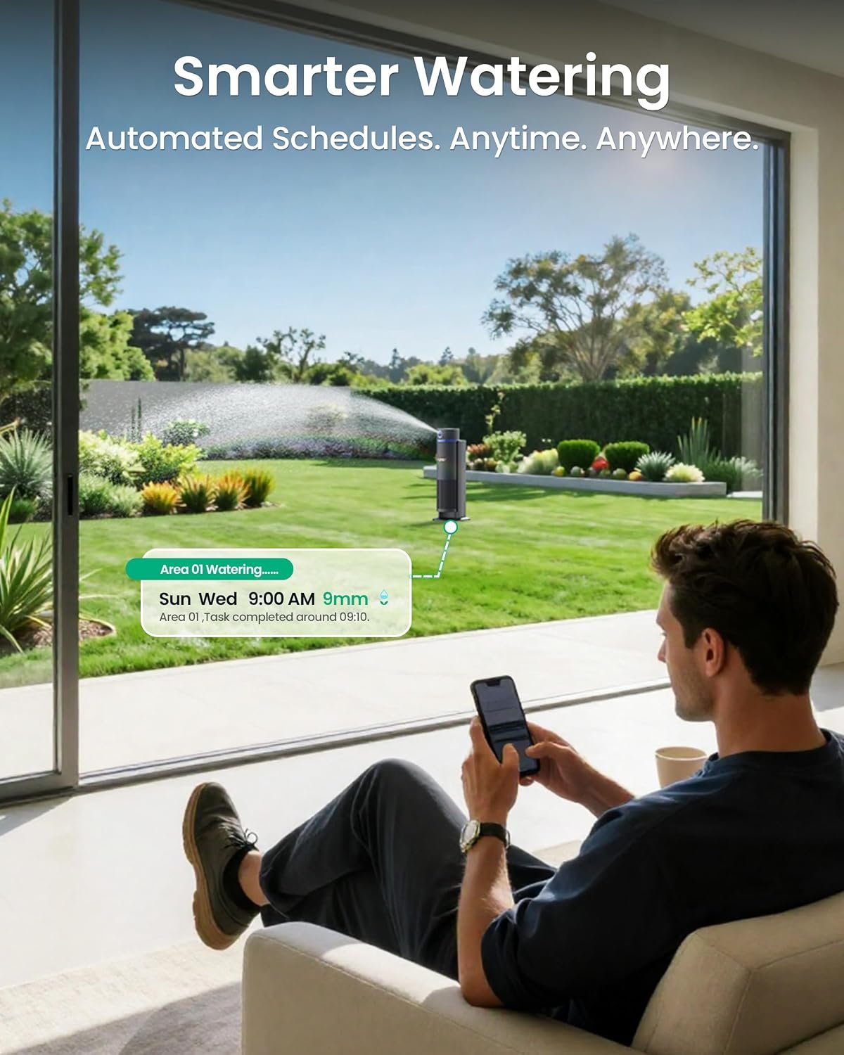 Aiper IrriSense 2 Smart Sprinklers for Yard, Multi-Zone Plant-Specific Watering, Smart Scheduling, Weather-Adaptive Irrigation with Rain Sensor, Irrigation System for Large Lawns up to 4800 sq.ft. - Image 3