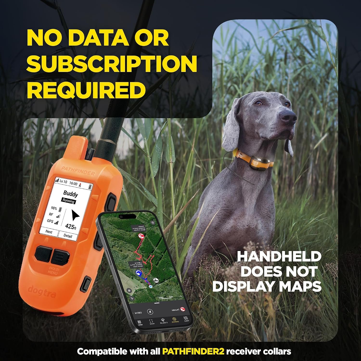 Dogtra PATHFINDER2 Compass Handheld Only - Live GPS Dog Tracking & Training E-Collar Remote (Requires Receiver), Built-in 2" LCD, No Subscription Required, 4 or 9-Mile Range, Expandable to 21 Dogs - Image 9