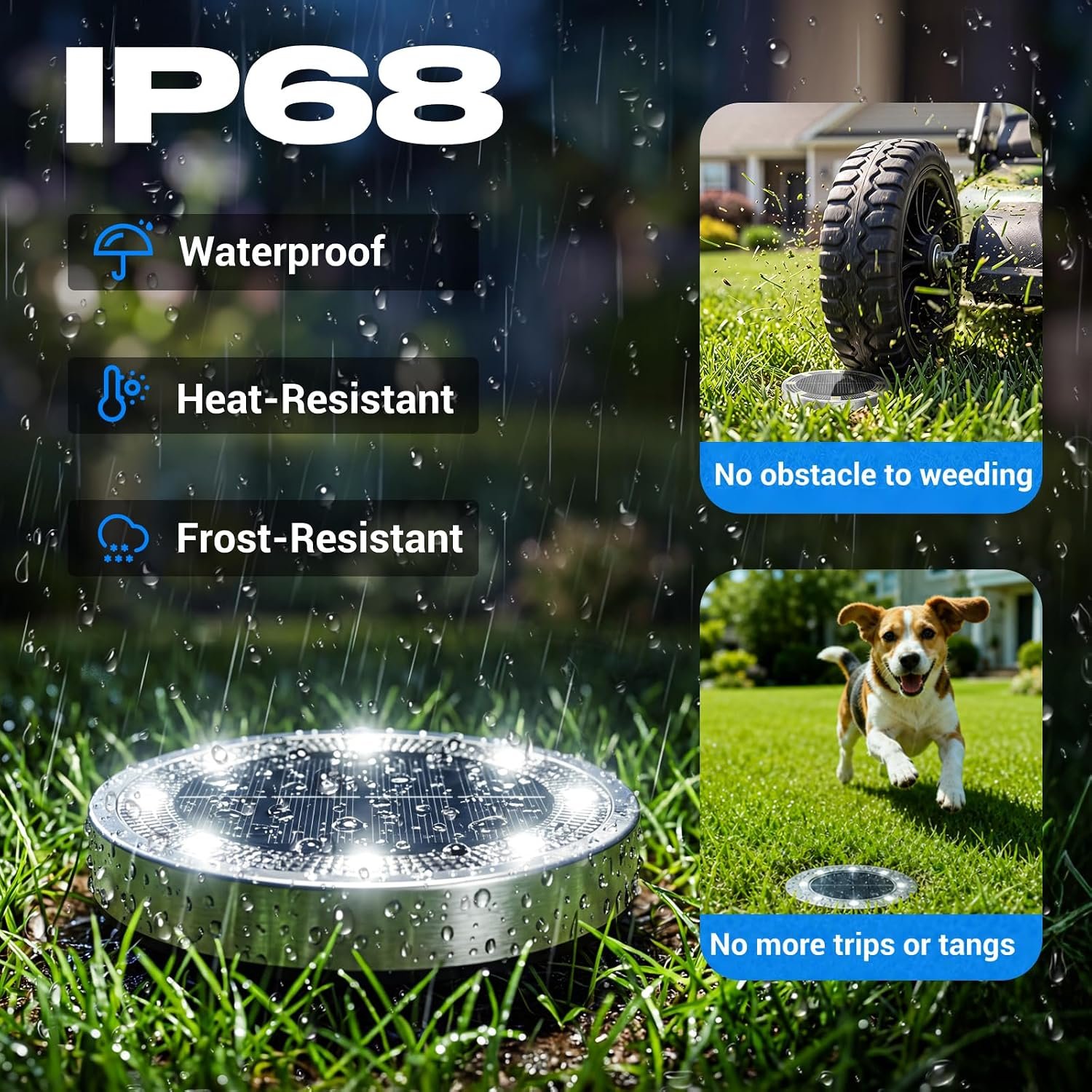 Peasur Solar Lights Outdoor Waterproof, 12 Pack Solar Lights for Outside, Anti-Rust, Solar Garden Lights Landscape Lighting for Pathway Yard Lawn Walkway Driveway, Cool White - Image 3