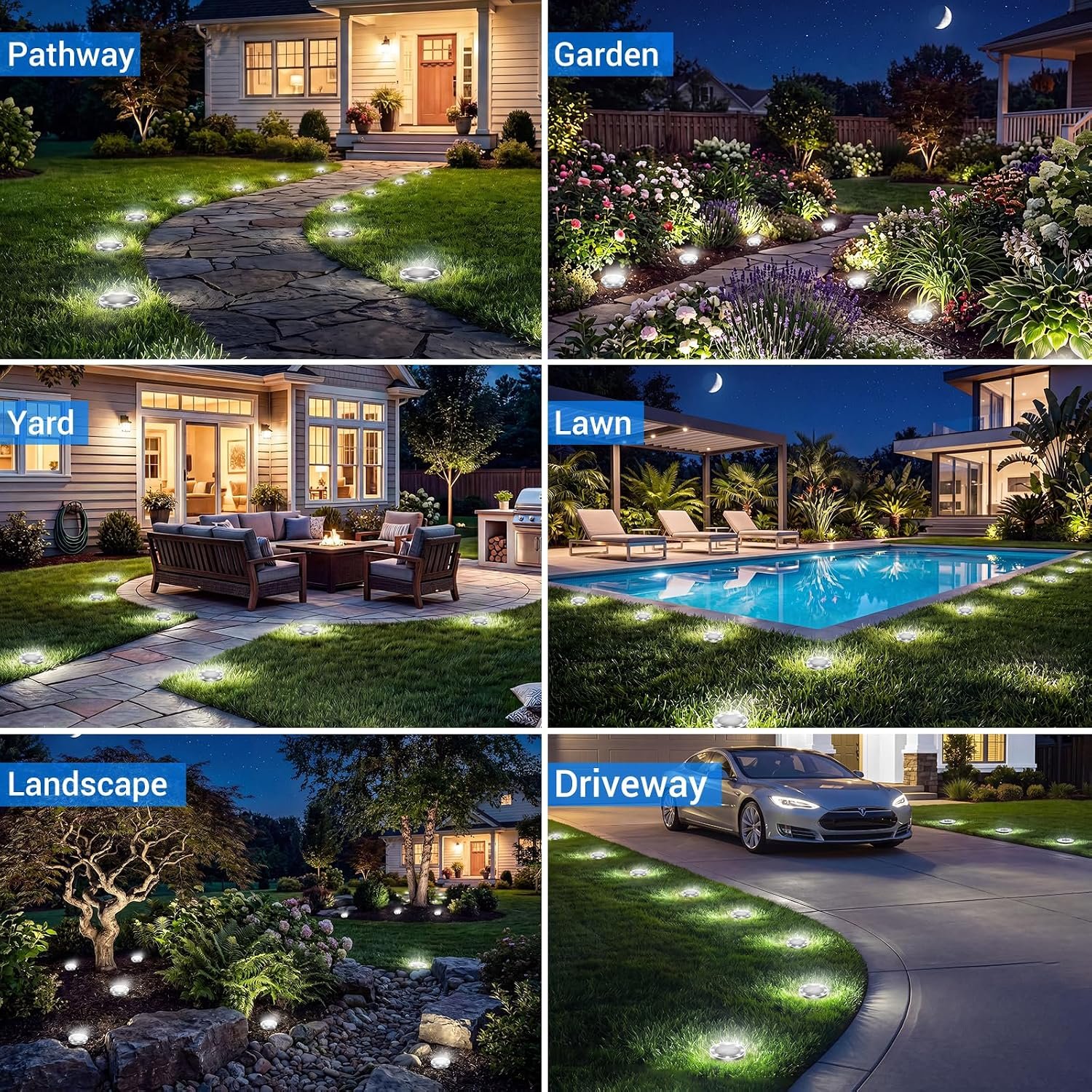 Peasur Solar Lights Outdoor Waterproof, 12 Pack Solar Lights for Outside, Anti-Rust, Solar Garden Lights Landscape Lighting for Pathway Yard Lawn Walkway Driveway, Cool White - Image 6