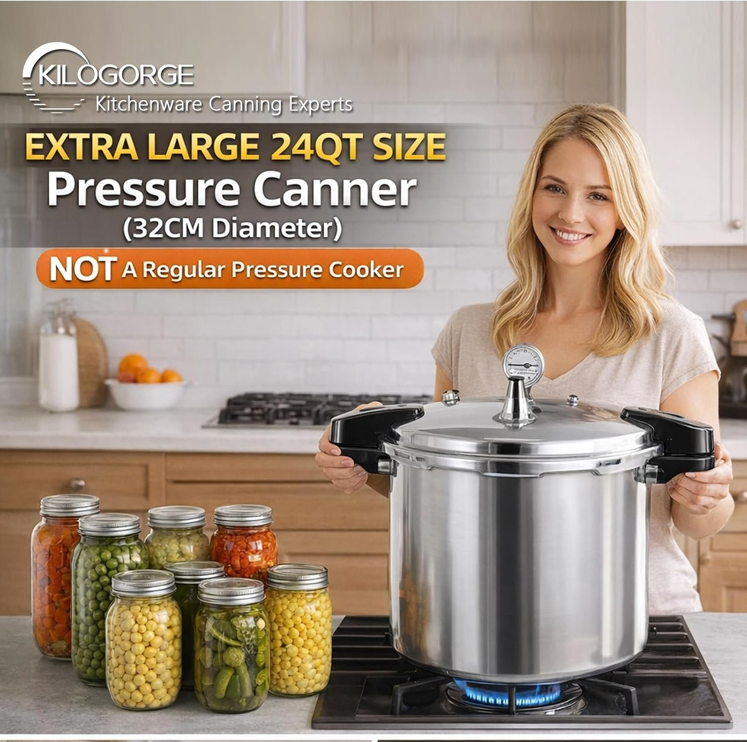24qt pressure canner and canning pressure cooker with gauge,14.5PSI,practical 7pc Canning Supplies Starter Set,compatibility gas and induction cooktops, pressure cooker for canning (GREEN) - Image 8