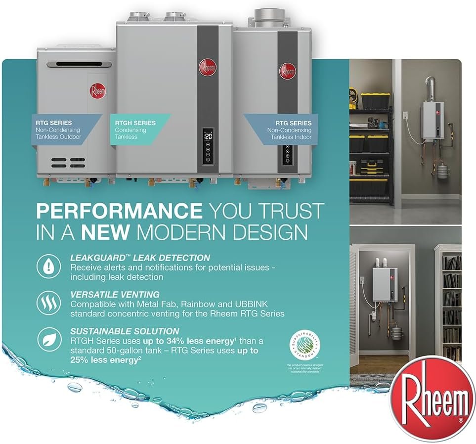 Rheem RTG Series 7.0 GPM Liquid Propane Tankless Water Heater Indoor | 160,000 BTUs High Efficiency On Demand, Continuous Hot Water | Non-Condensing - Image 6