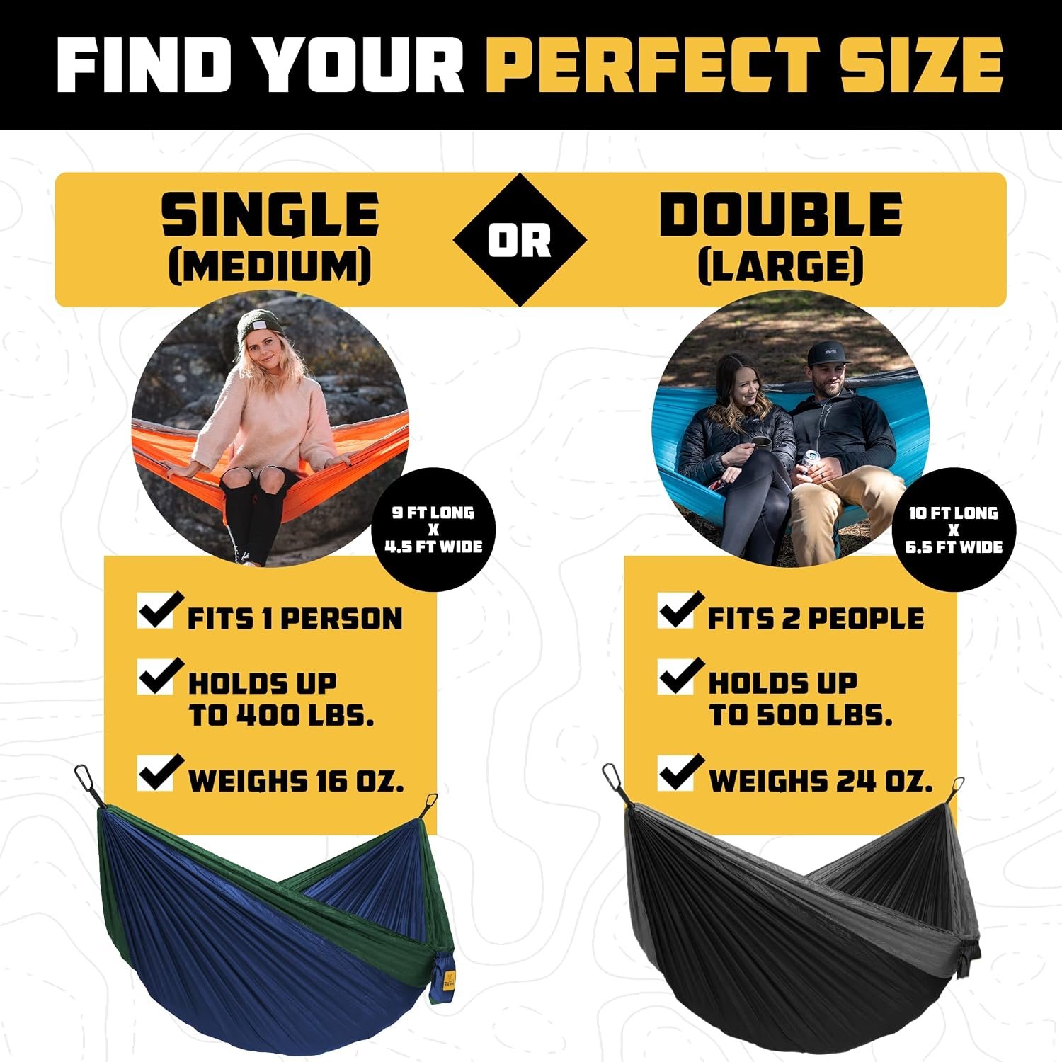 Wise Owl Outfitters Hammock for Camping Double Hammocks Gear for The Outdoors Backpacking Survival or Travel - Portable Lightweight Parachute Nylon DO Navy & Lt Blue - Image 2