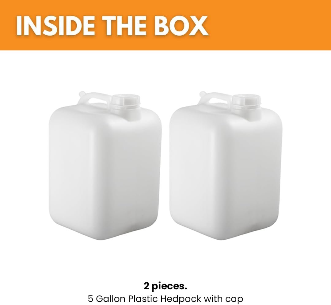 FastRack 5 Gallon Hedpak with Cap (Pack of 2) | BPA-free, Food-Grade, and Leak-Proof | White Water Container | Ideal for brewing, fermentation, or storage - Image 2