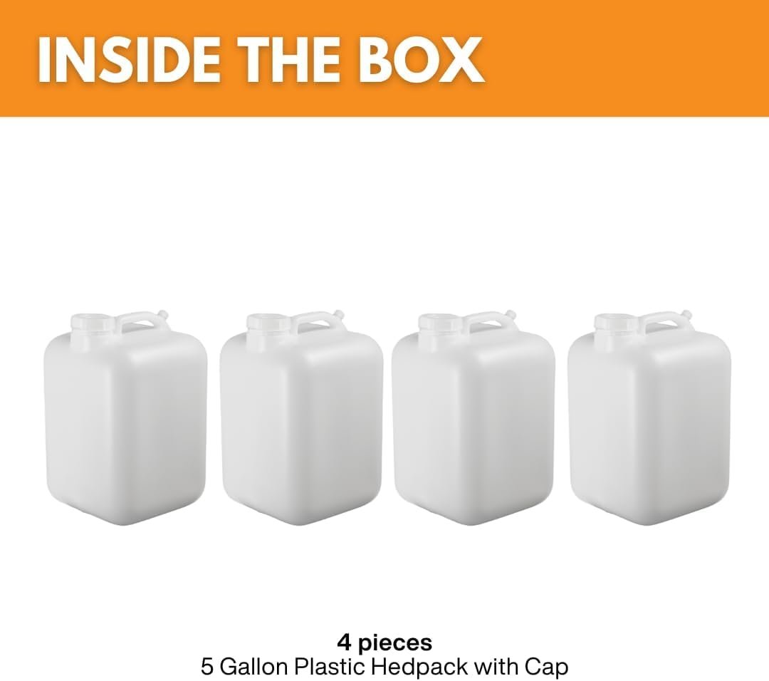 FastRack 5 Gallon Water Jug (Pack of 4) | BPA-free, Food-Grade, and Leak-Proof | White Water Container | Ideal for brewing, fermentation, or storage - Image 2