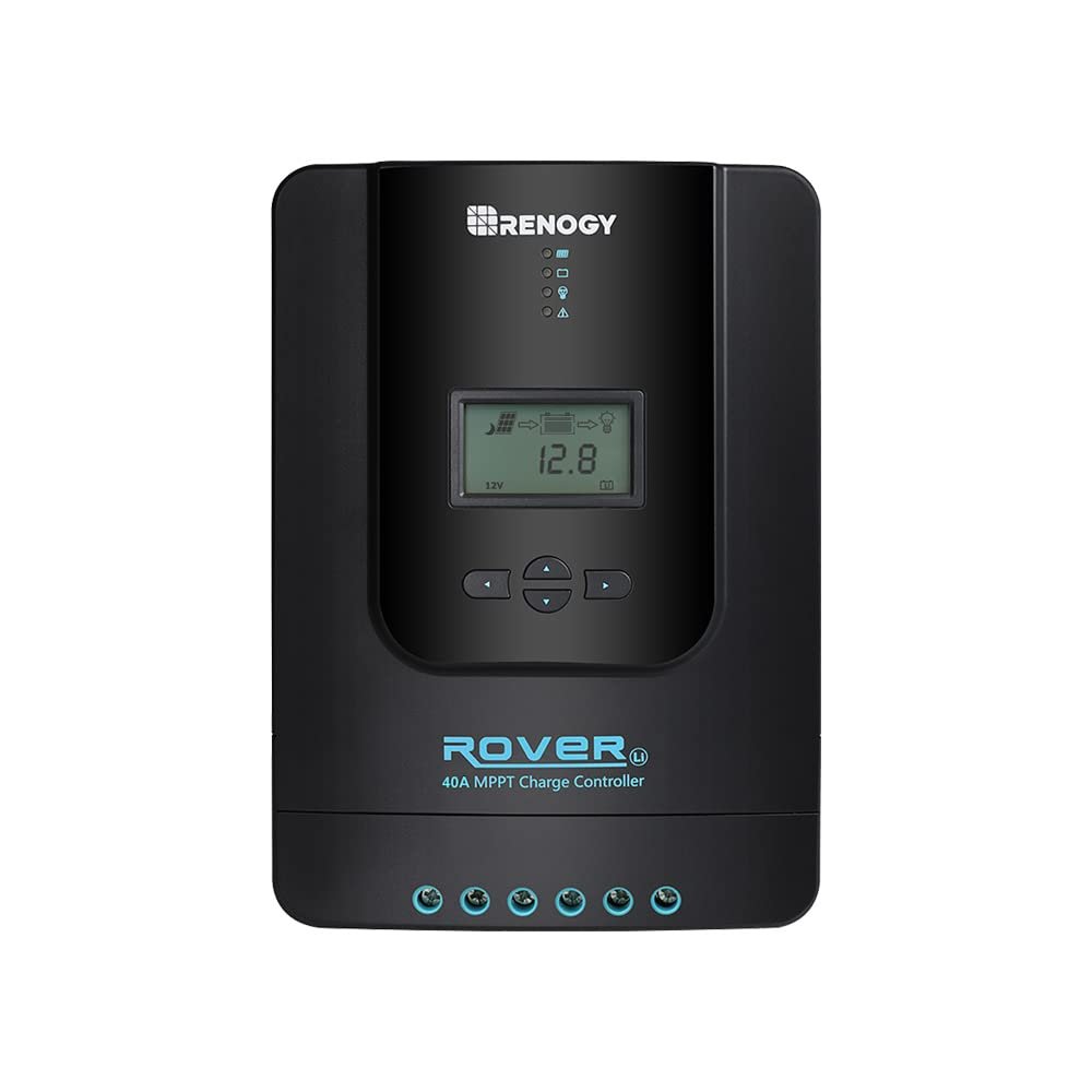 Renogy Solar Charge Controller Rover 40A 12V24V Auto Parameter DC Input MPPT Charge Controllers for Solar Panels Adjustable LCD for Gel Sealed Flooded Lithium Battery