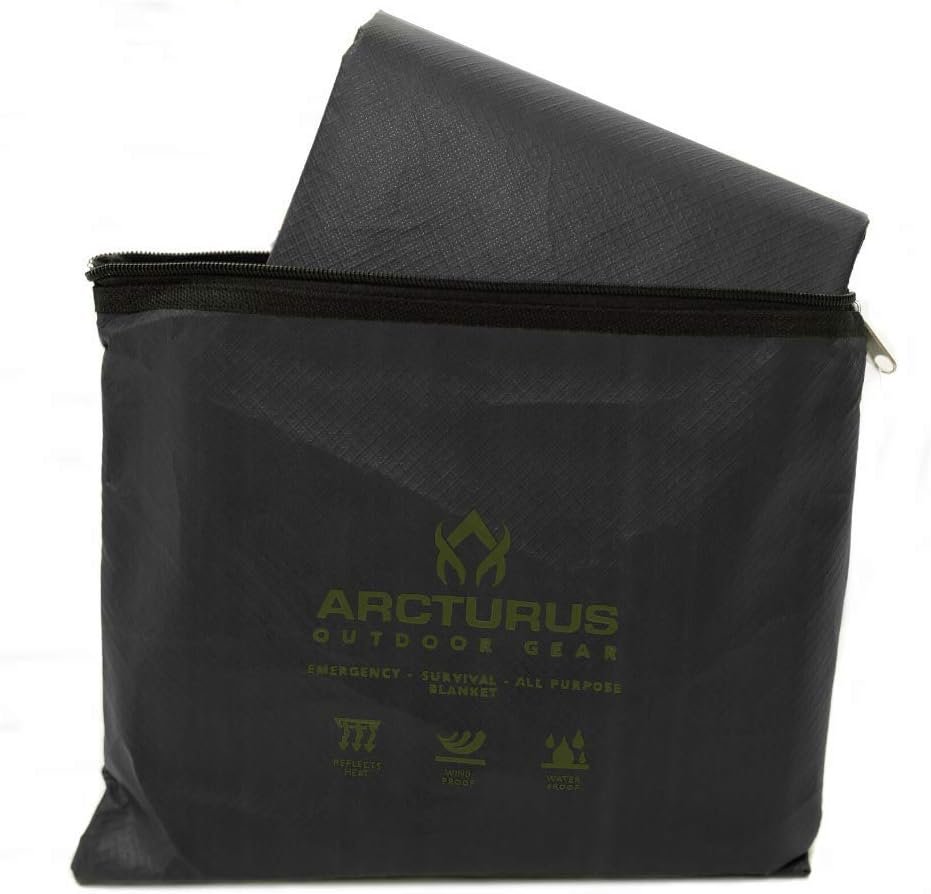 Arcturus Insulated Tarp, Reusable Heavy Duty Thermal Survival Blanket – 60x82in, Reflects 90% Body Heat, Waterproof, Windproof, 3-Layer Design, Reinforced Grommets, Black - Image 4