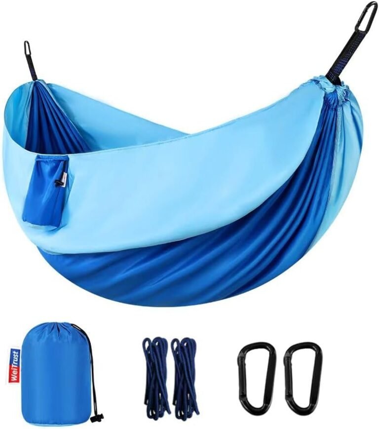 Camping Hammock, Portable Hammocks with Tree Straps & Attached Carry Bag, Travel Tree Hammocks for Outside Indoor Hiking Beach Backpack Travel(Blue, Nylon)