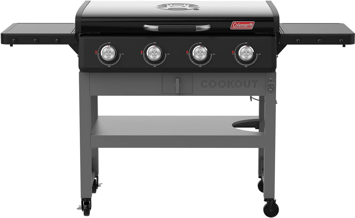 Coleman CO-550GG, Cookout 4-Burner Propane Gas Griddle with Lid, 50,000 BTU Flat Top Grill, 720 sq in Cooking Surface, Outdoor LP Griddle Station