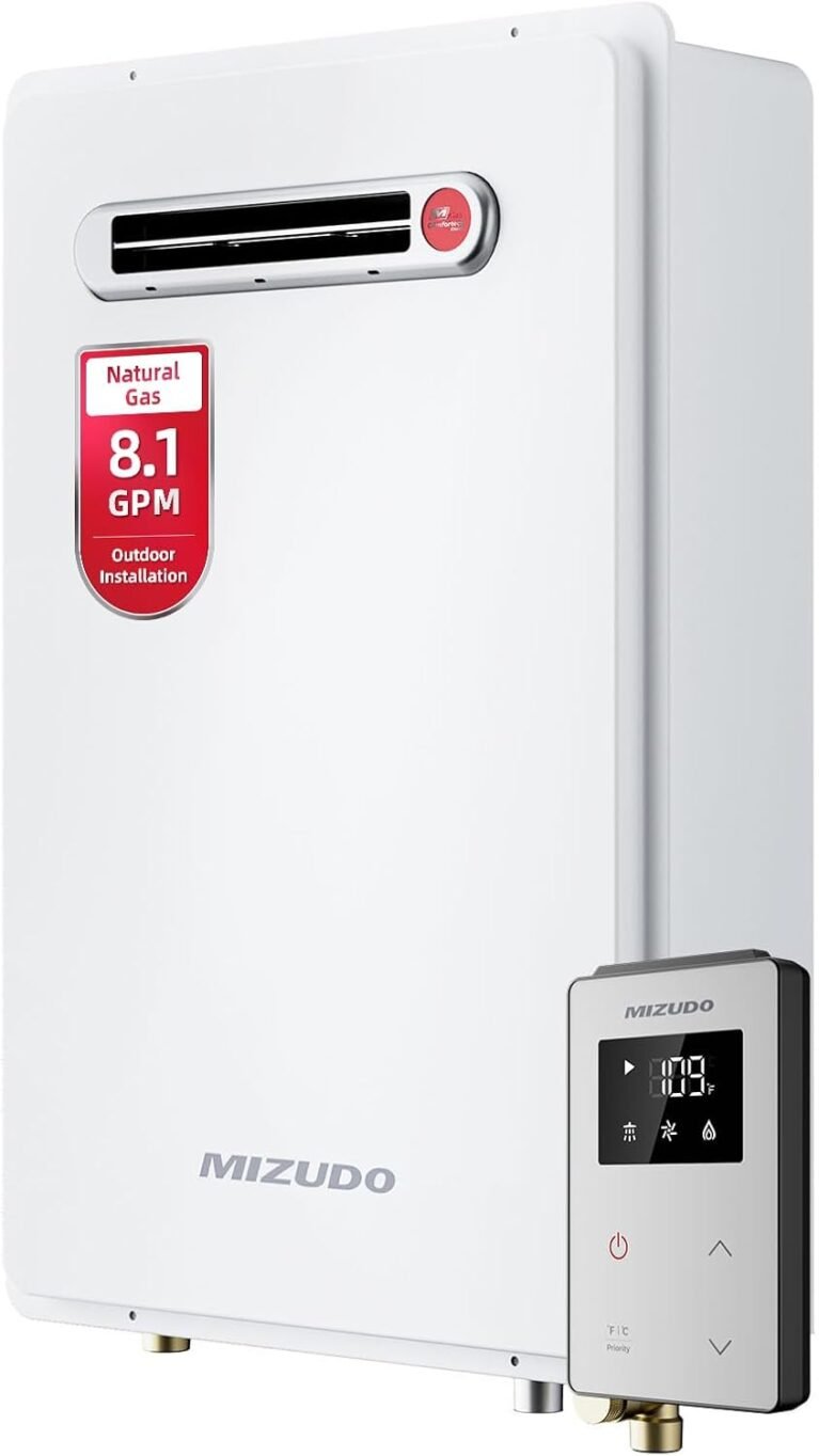 MIZUDO Natural Gas Tankless Water Heater, 180,000 BTU, Outdoor