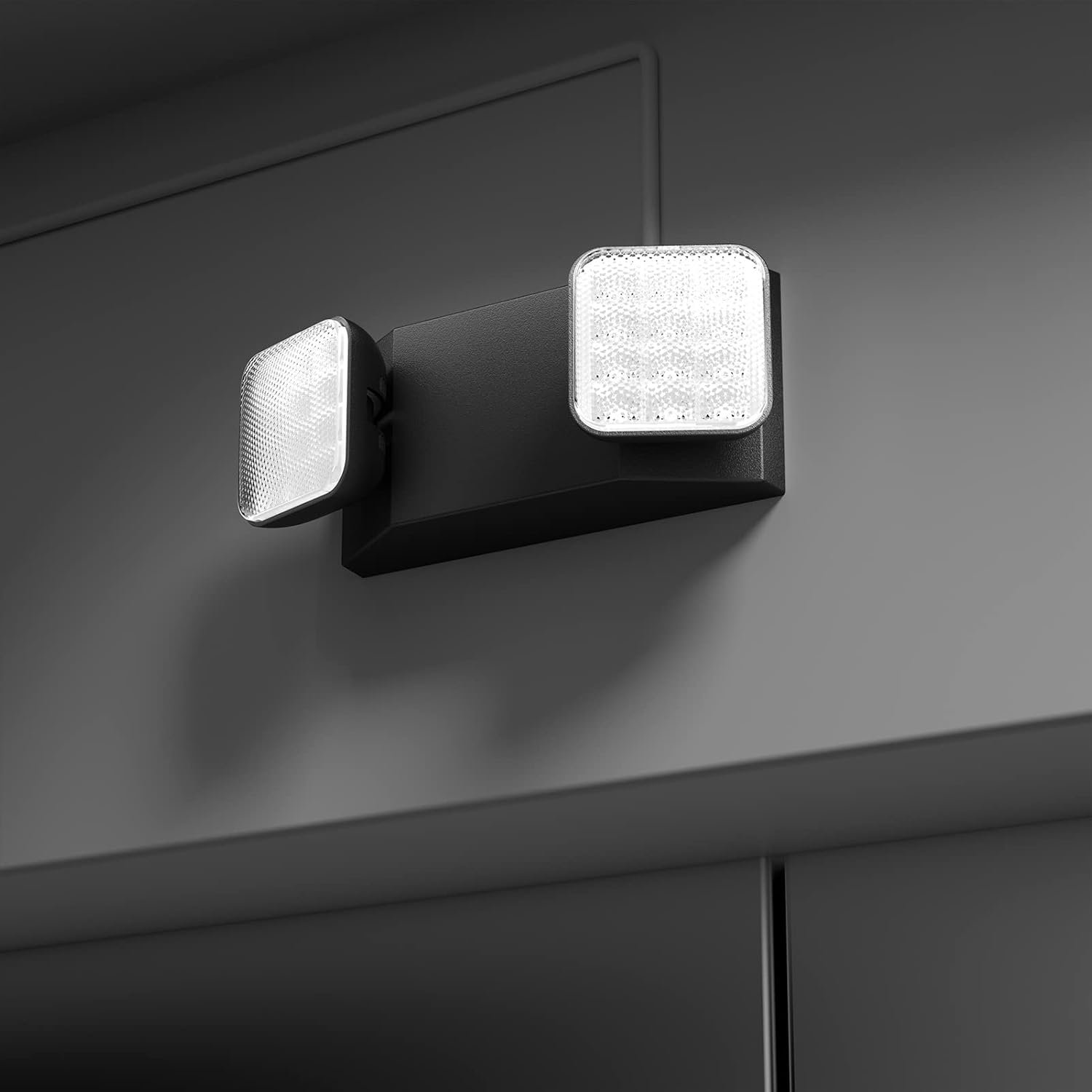 1 Pack Black Led Exit Sign with Emergency Lights &Battery Backup -Adjustable Hardwired 2 LED Head-UL Certified-120-277VAC/Commercial Emergency Lights Fixtures for Home/Business. - Image 7