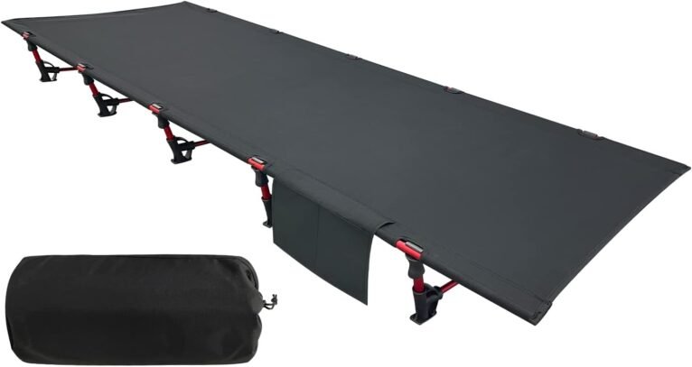 Sutekus Portable Camping Cot Sleeping Cot Ultralight Backpacking Cot Bed for Outdoor Hiking Travel Beach Mountaineering (Black)