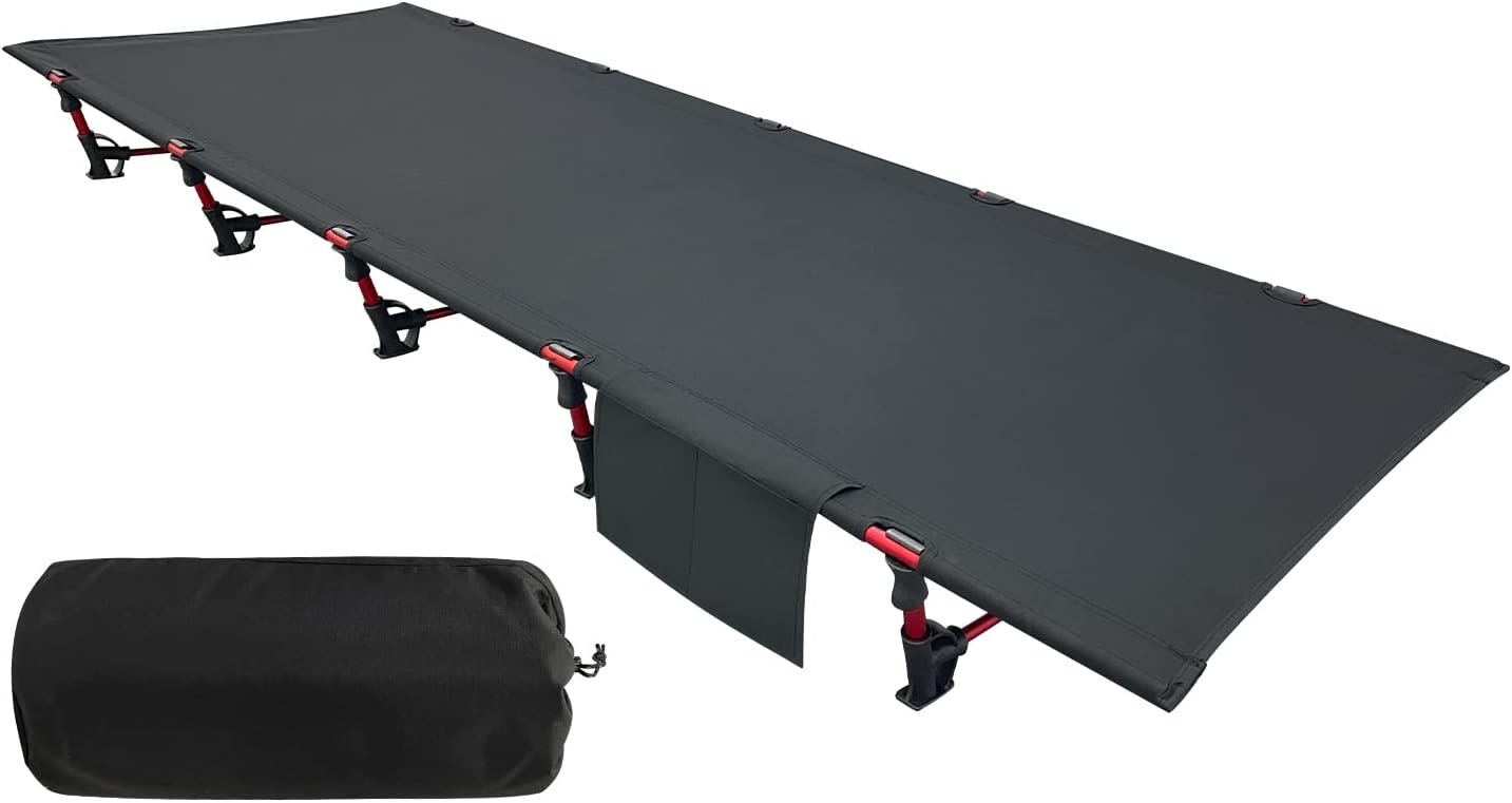 Sutekus Portable Camping Cot Sleeping Cot Ultralight Backpacking Cot Bed for Outdoor Hiking Travel Beach Mountaineering (Black)