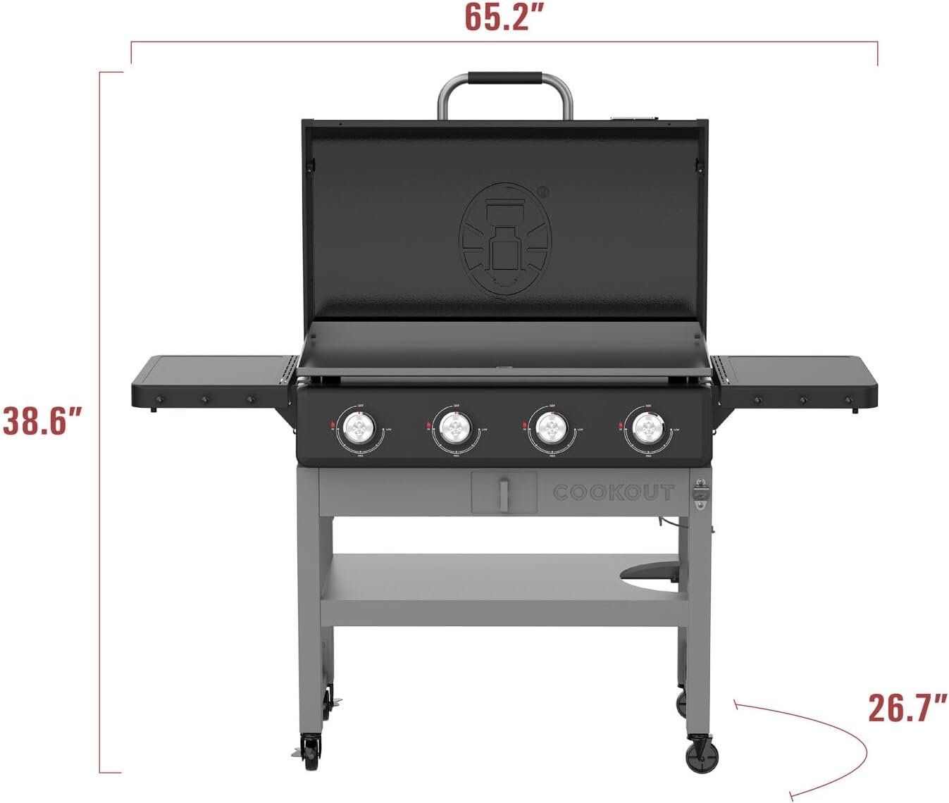 Coleman CO-550GG, Cookout 4-Burner Propane Gas Griddle with Lid, 50,000 BTU Flat Top Grill, 720 sq in Cooking Surface, Outdoor LP Griddle Station - Image 4