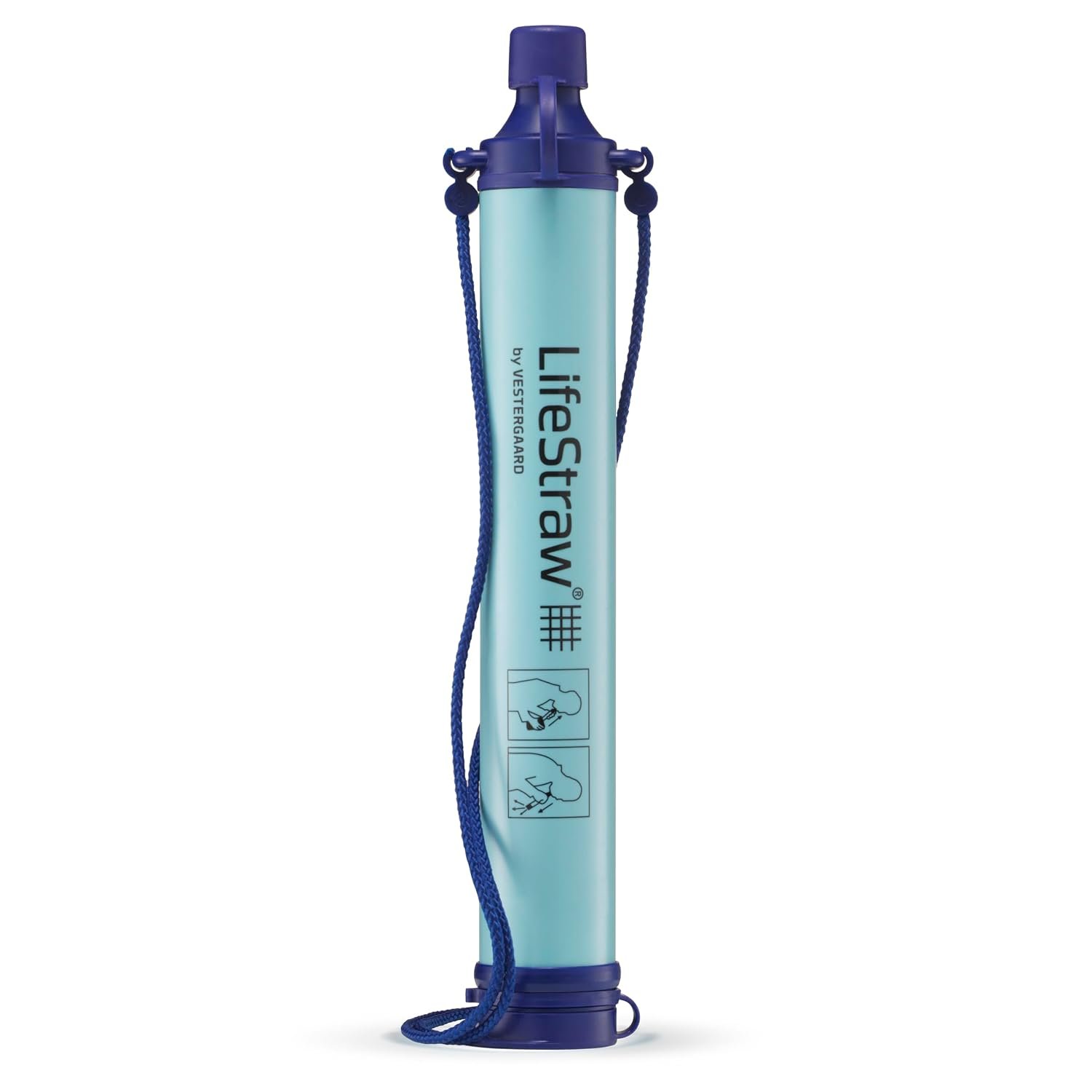 LifeStraw Personal Water Filter for Hiking, Travel and Emergency, Blue, 1PK