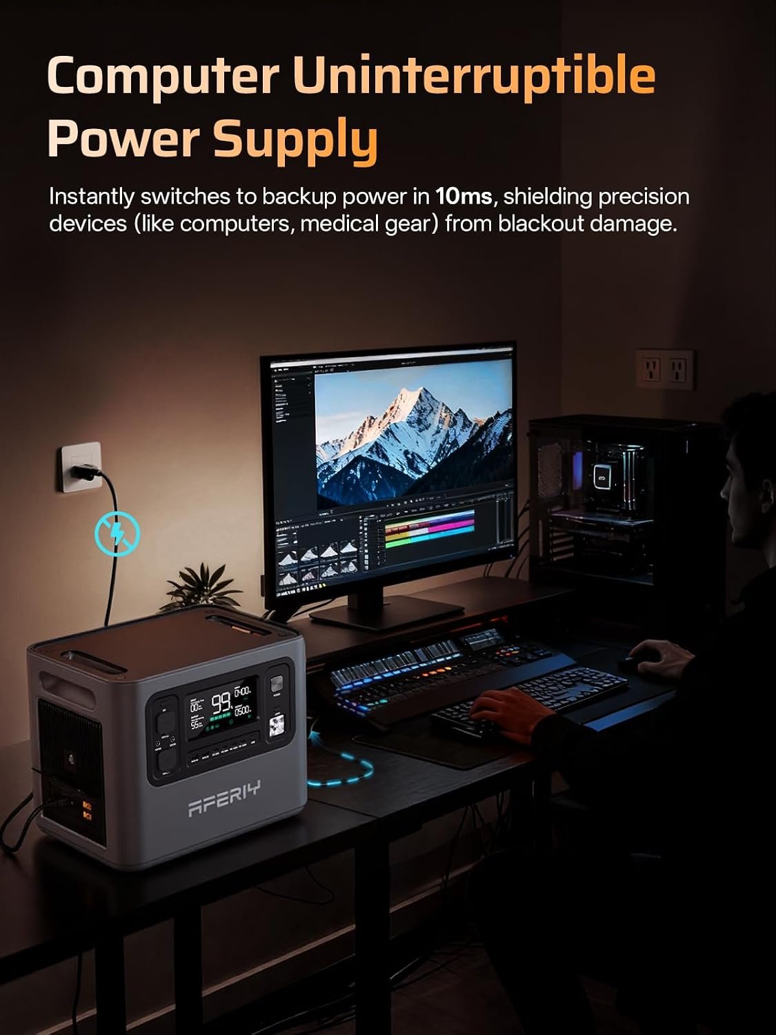 AFERIY P280 Portable Power Station 2800W (Peak 5600W) UPS Solar Generator - Image 4