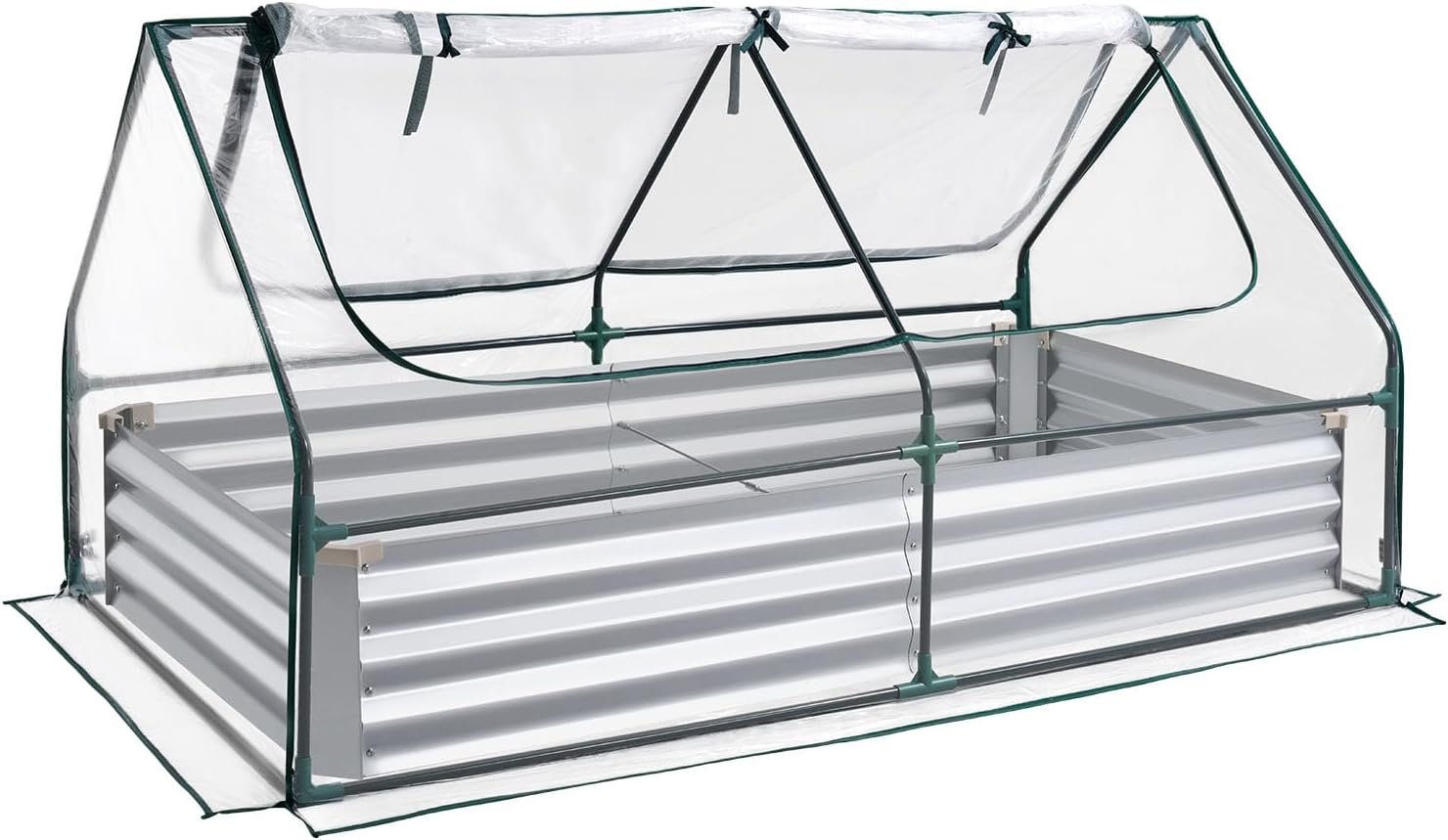 VEVOR 6x3x1FT Metal Raised Garden Bed with Greenhouse Cover, Outdoor Galvanized Planter Raised Beds for Gardening for Vegetables Flowers and Fruit - Image 9