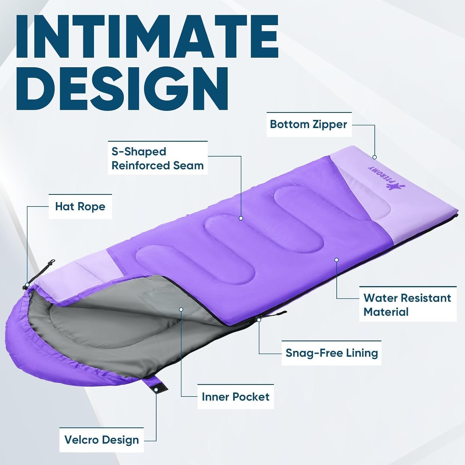 PTEROMY Sleeping Bags for Adults, Lightweight and Machine Washable, Water Resistant Backpacking Camping Sleeping Bag for Warm Cold Weather, Camping Essentials for Hiking Travel - Image 7