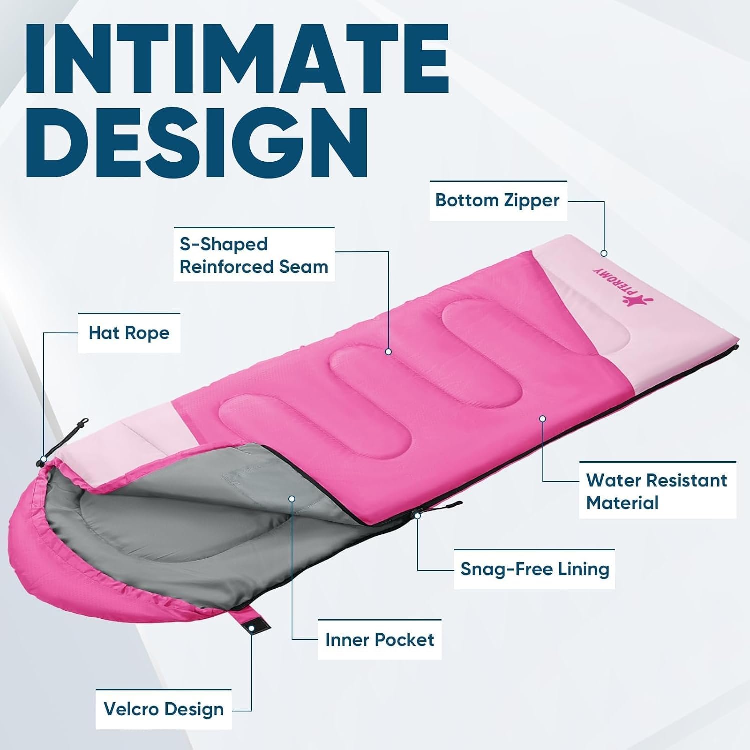 PTEROMY Sleeping Bags for Adults, Lightweight and Machine Washable, Water Resistant Backpacking Camping Sleeping Bag for Warm Cold Weather, Camping Essentials for Hiking Travel - Image 7