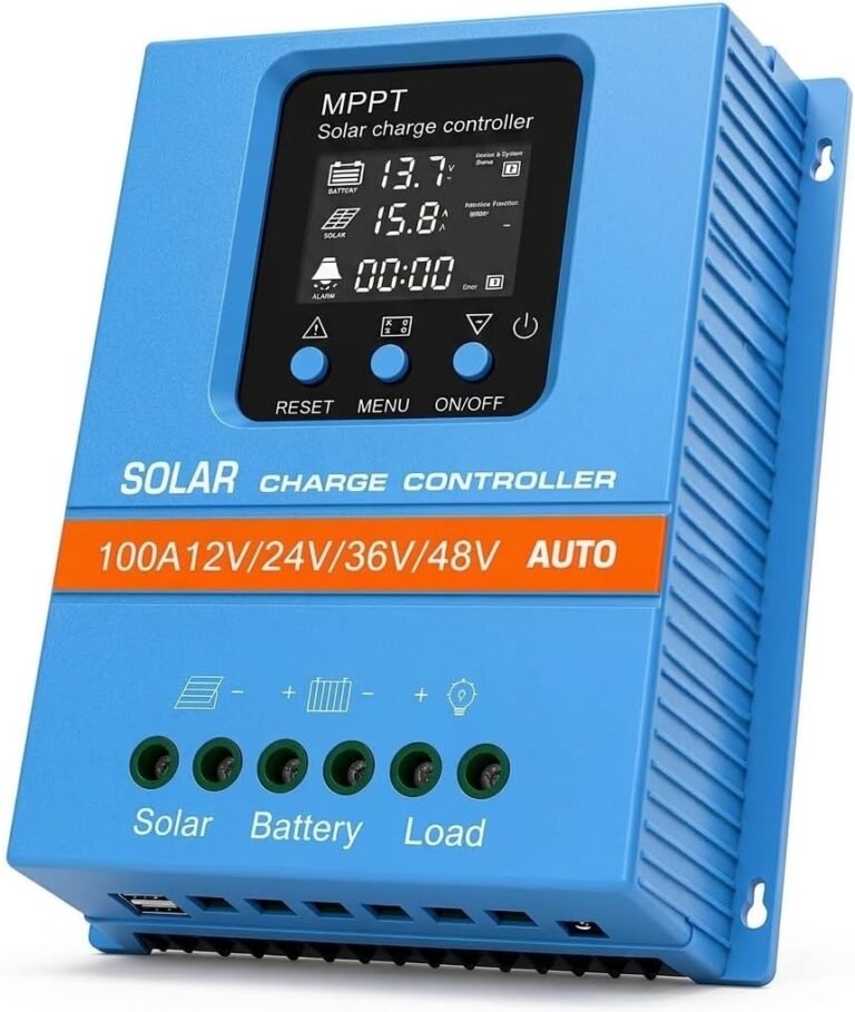 Solar Charge Controller 100A 12V 24V 36V 48V Intelligent Recognition LCD Display Battery Intelligent Regulator Maximum 100V Input Dual USB for Lead Acid/Lithium Battery (SA100A)