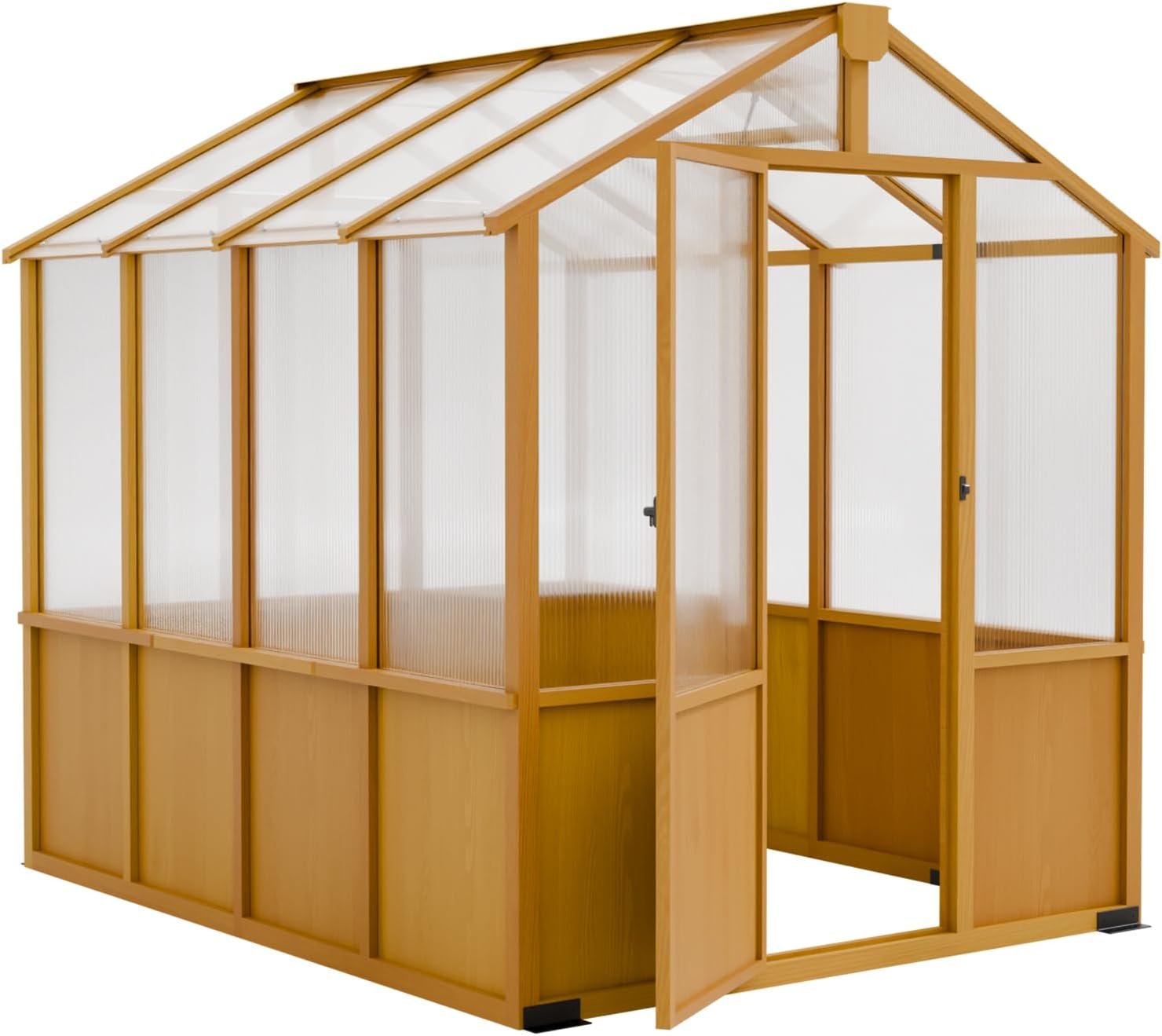 COOS BAY 6x8ft Cedar Wood Greenhouse with Roof Vents, Outdoor Greenhouse Kit, Weather Resistant Plant Garden House, Natural Cedar - Image 9