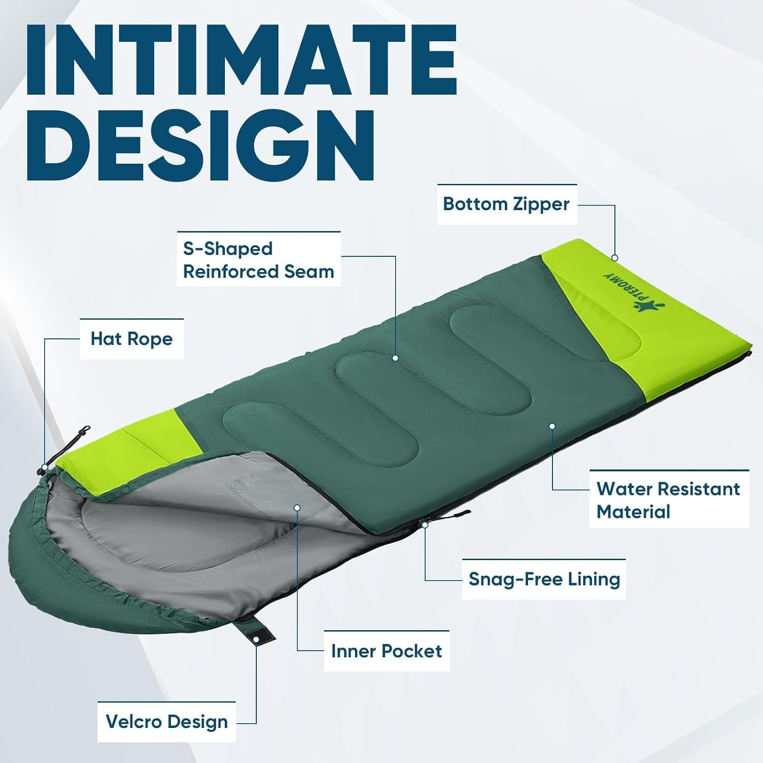 PTEROMY Sleeping Bags for Adults, Lightweight and Machine Washable, Water Resistant Backpacking Camping Sleeping Bag for Warm Cold Weather, Camping Essentials for Hiking Travel - Image 7