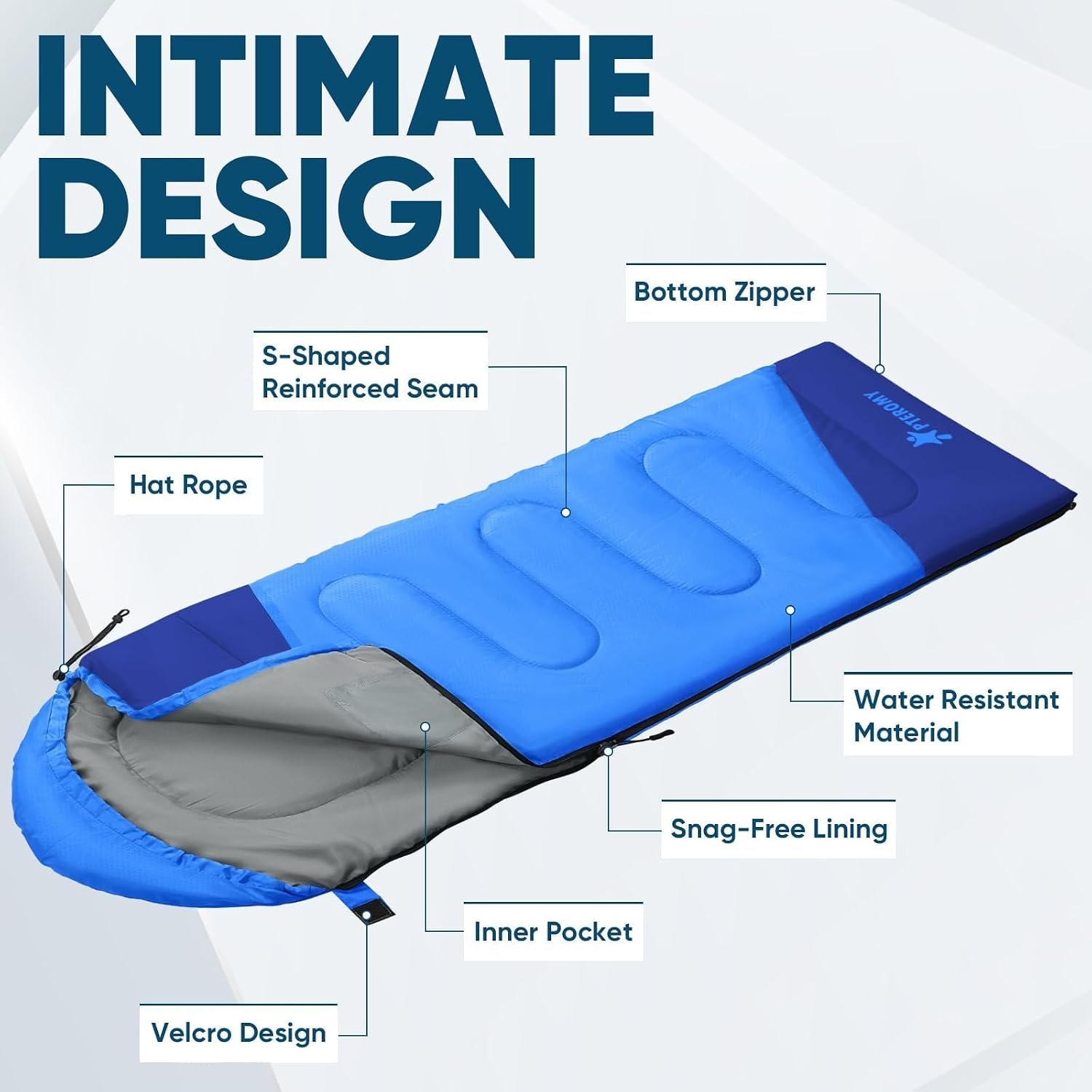 PTEROMY Sleeping Bags for Adults, Lightweight and Machine Washable, Water Resistant Backpacking Camping Sleeping Bag for Warm Cold Weather, Camping Essentials for Hiking Travel - Image 7