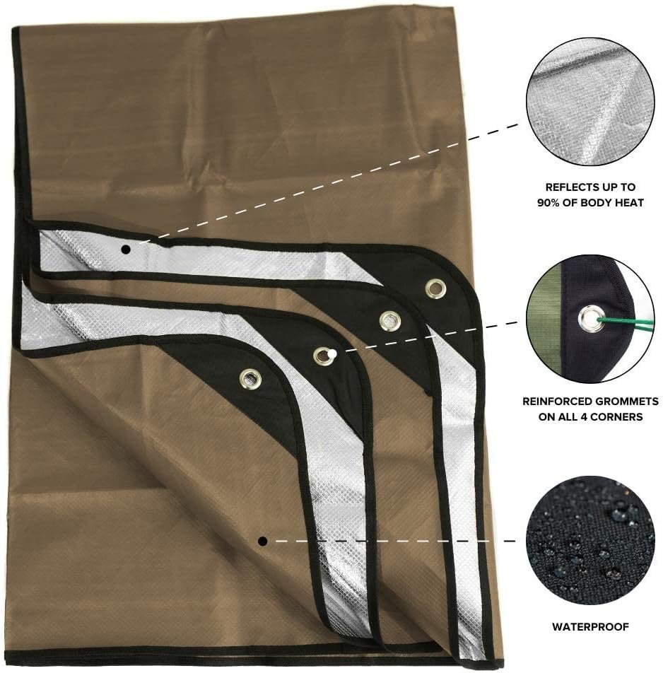 Arcturus Insulated Tarp, Reusable Heavy Duty Thermal Survival Blanket – 60x82in, Reflects 90% Body Heat, Waterproof, Windproof, 3-Layer Design, Reinforced Grommets, Coyote Brown - Image 2