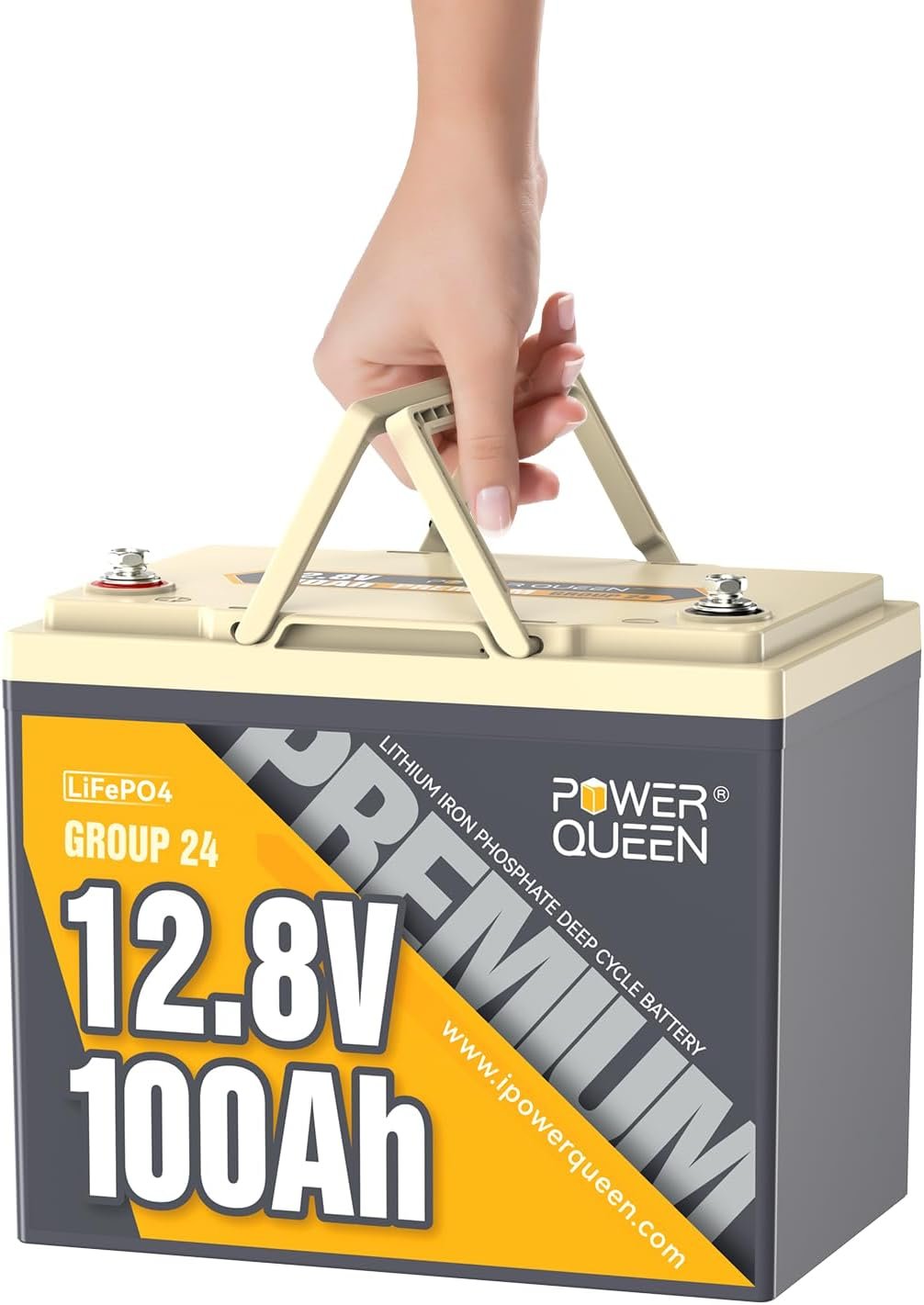 power queen 12V 100Ah LiFePO4 Battery, Group 24 RV Lithium Battery