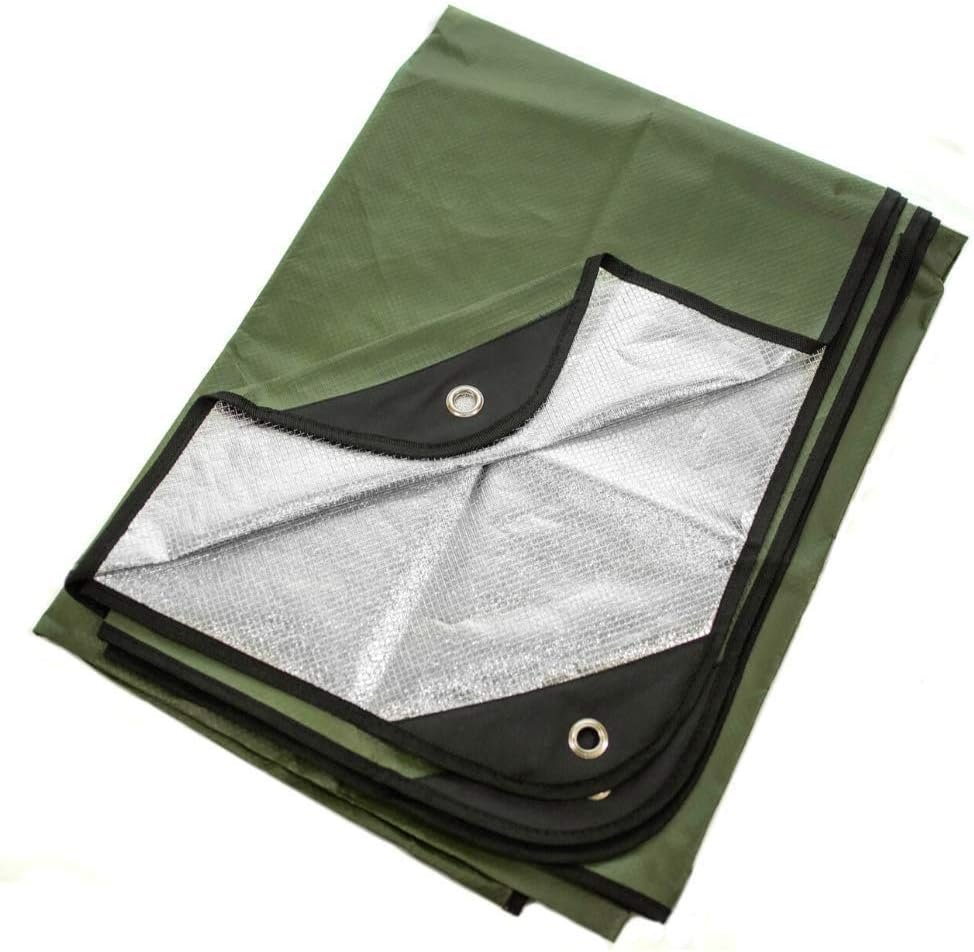 Arcturus Insulated Tarp, Reusable Heavy Duty Thermal Survival Blanket – 60x82in, Reflects 90% Body Heat, Waterproof, Windproof, 3-Layer Design, Reinforced Grommets, Olive Green