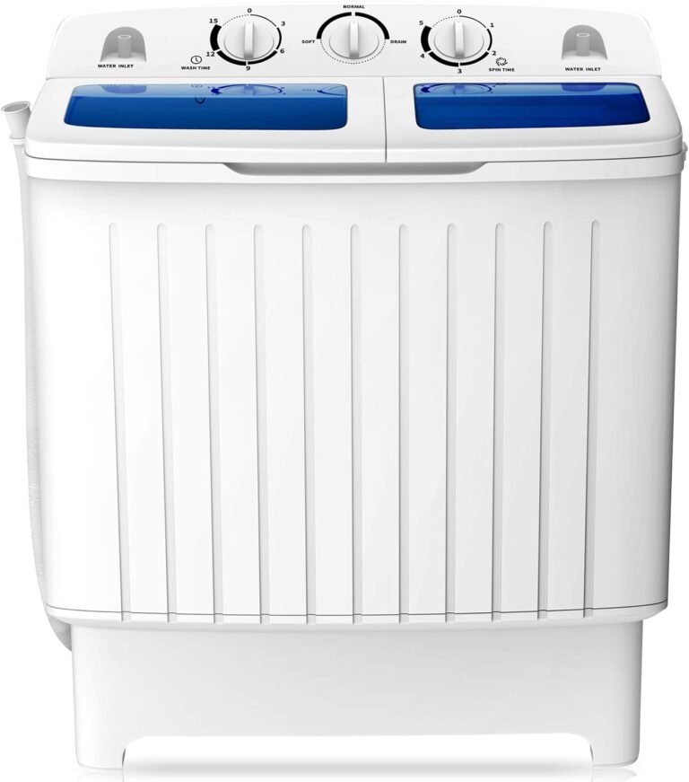COSTWAY Portable Washing Machine, 12Lbs Washer and 8Lbs Spinner, Blue+White
