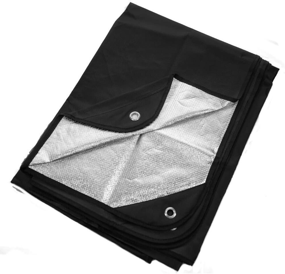 Arcturus Insulated Tarp, Reusable Heavy Duty Thermal Survival Blanket – 60x82in, Reflects 90% Body Heat, Waterproof, Windproof, 3-Layer Design, Reinforced Grommets, Black