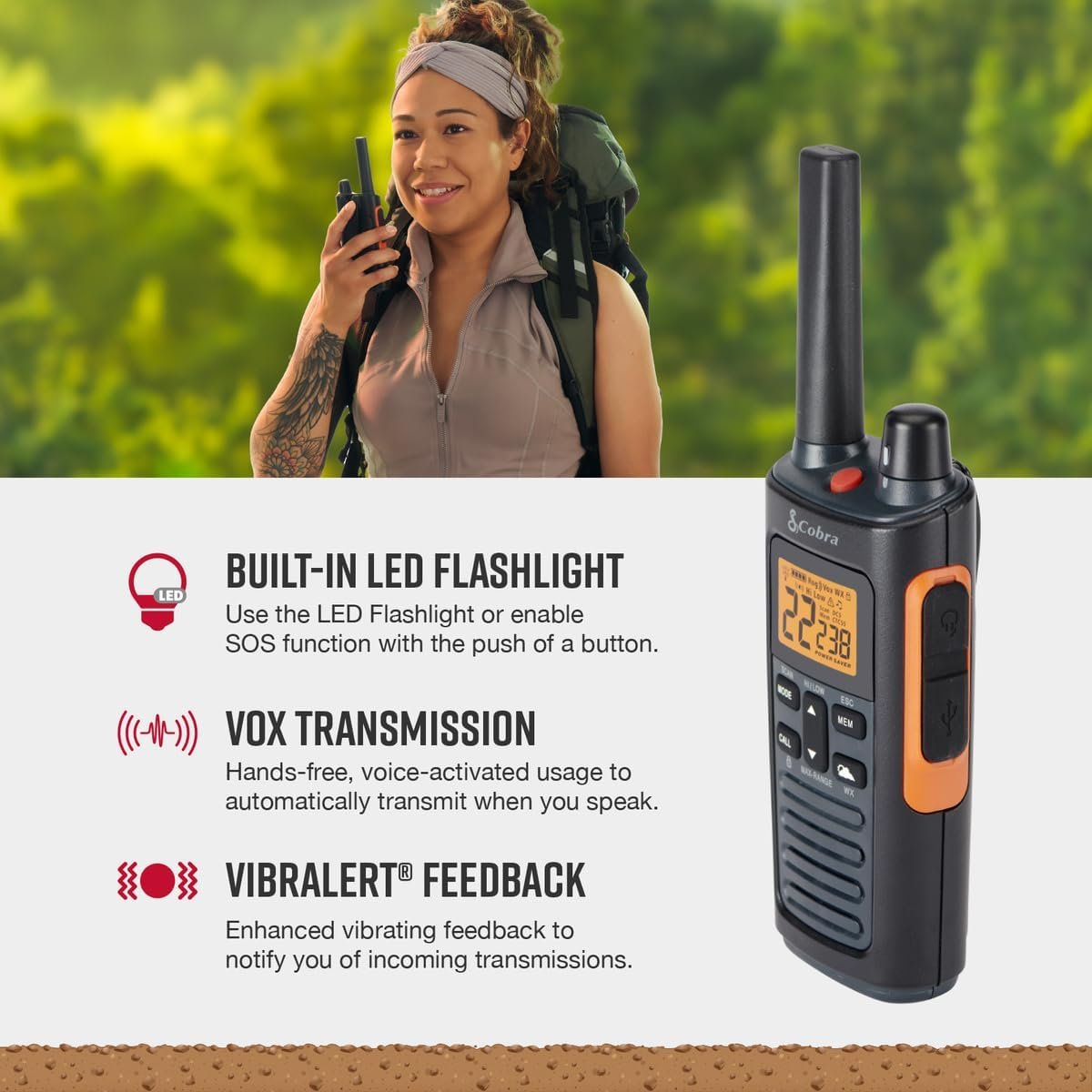 Cobra RX680 Walkie Talkies (2-Pack), IP54 Water Resistant Design - Image 4