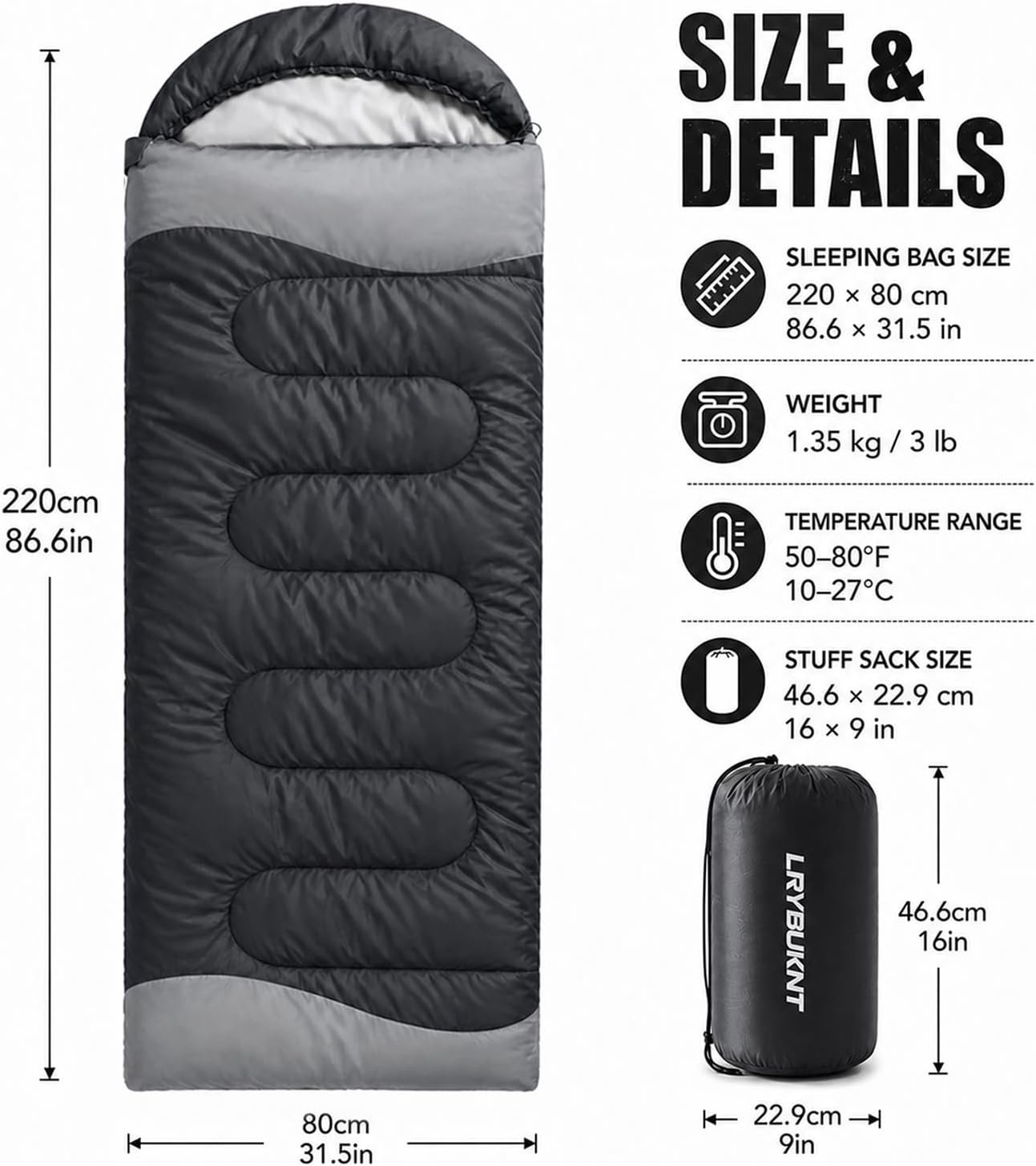 Sleeping Bags for Adults & Kids - Lightweight Camping Sleeping Bag - Image 2