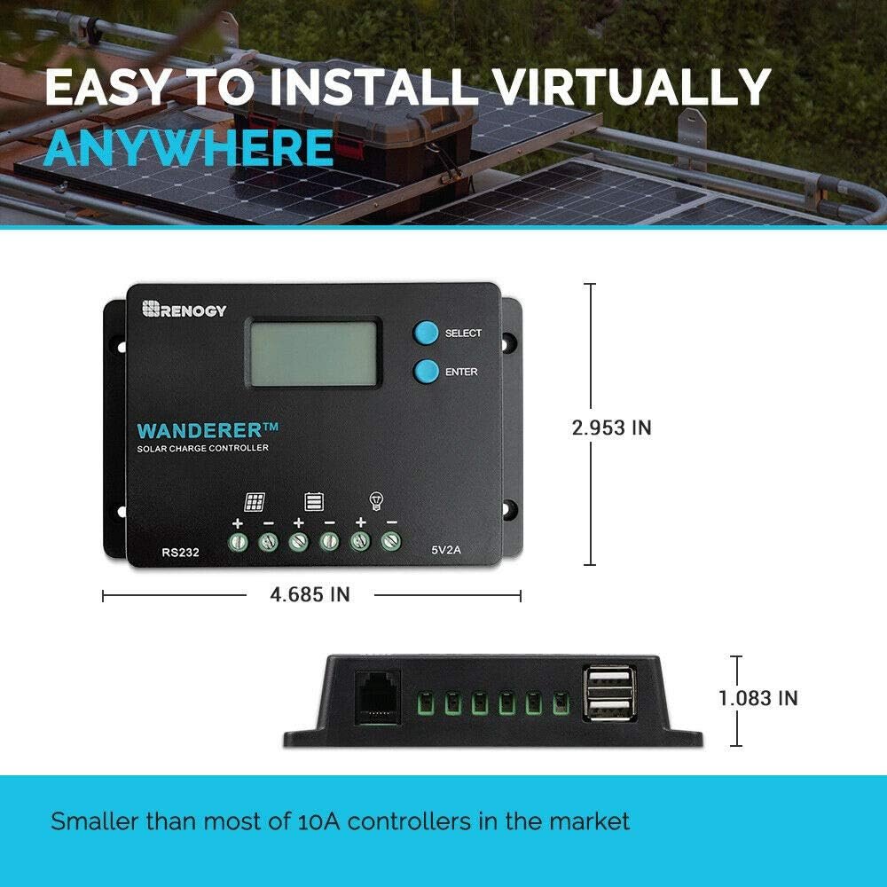 Renogy Wanderer 10A PWM Solar Charge Controller 12/24V for Solar Panels - Image 8
