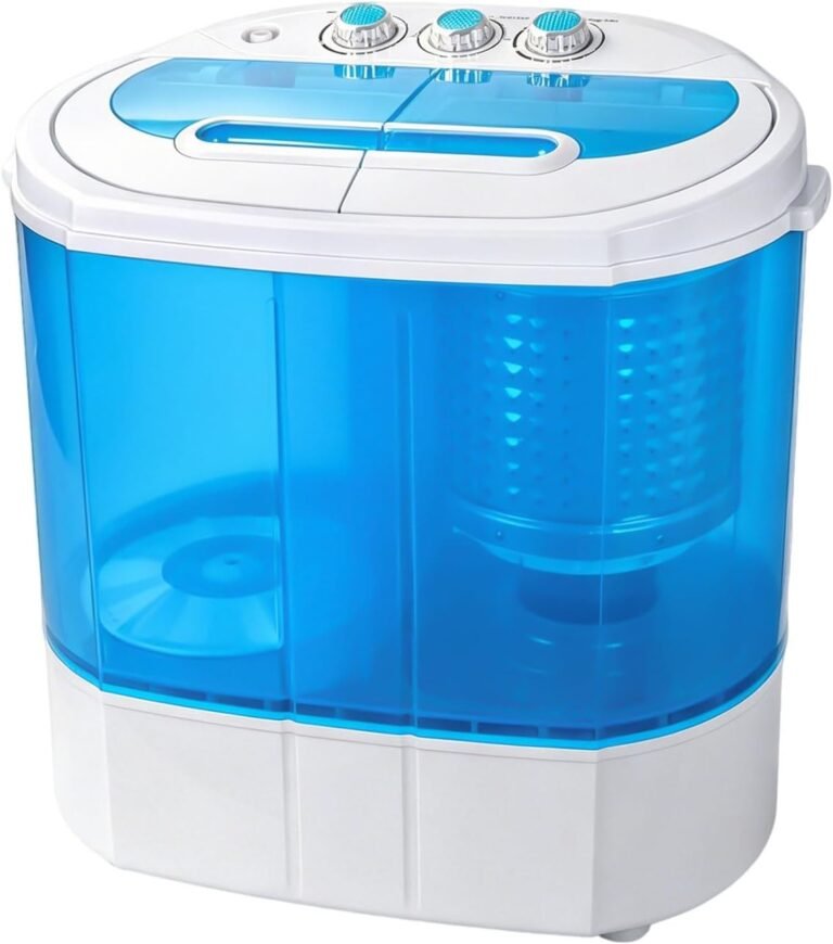 SUPER DEAL Small Portable Washing Machine 9.9lb Mini Compact Washer Twin Tub Laundry Machine Top Load Spinning and Washing Combo 6.57 FT Inlet Gravity Drain Hose