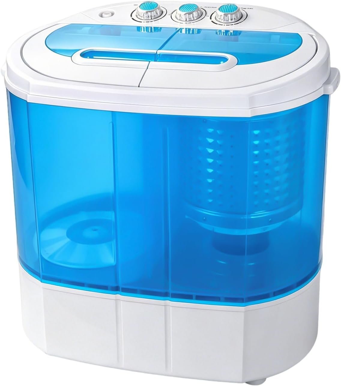 SUPER DEAL Small Portable Washing Machine 9.9lb Mini Compact Washer Twin Tub Laundry Machine Top Load Spinning and Washing Combo 6.57 FT Inlet Gravity Drain Hose
