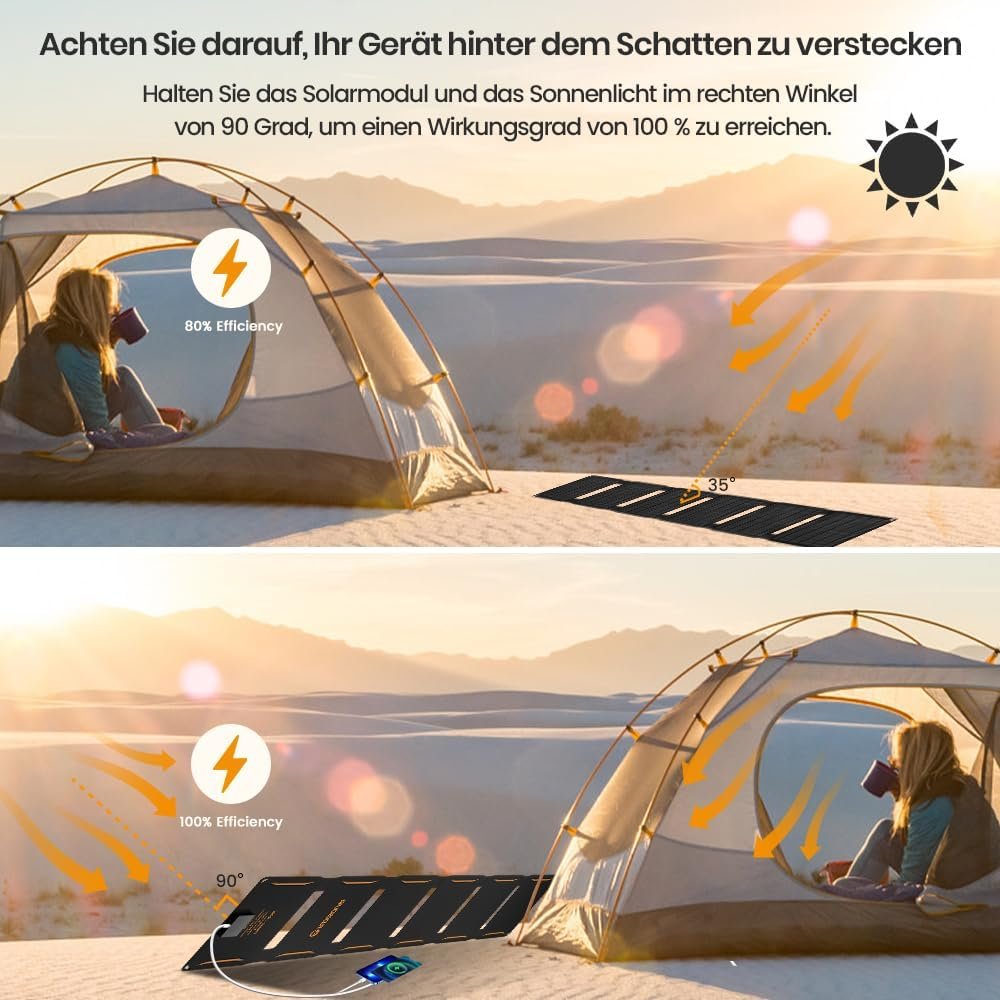 FlexSolar 40W Foldable Solar Panel Charger, USB-C USB-A & DC Outputs - Image 4