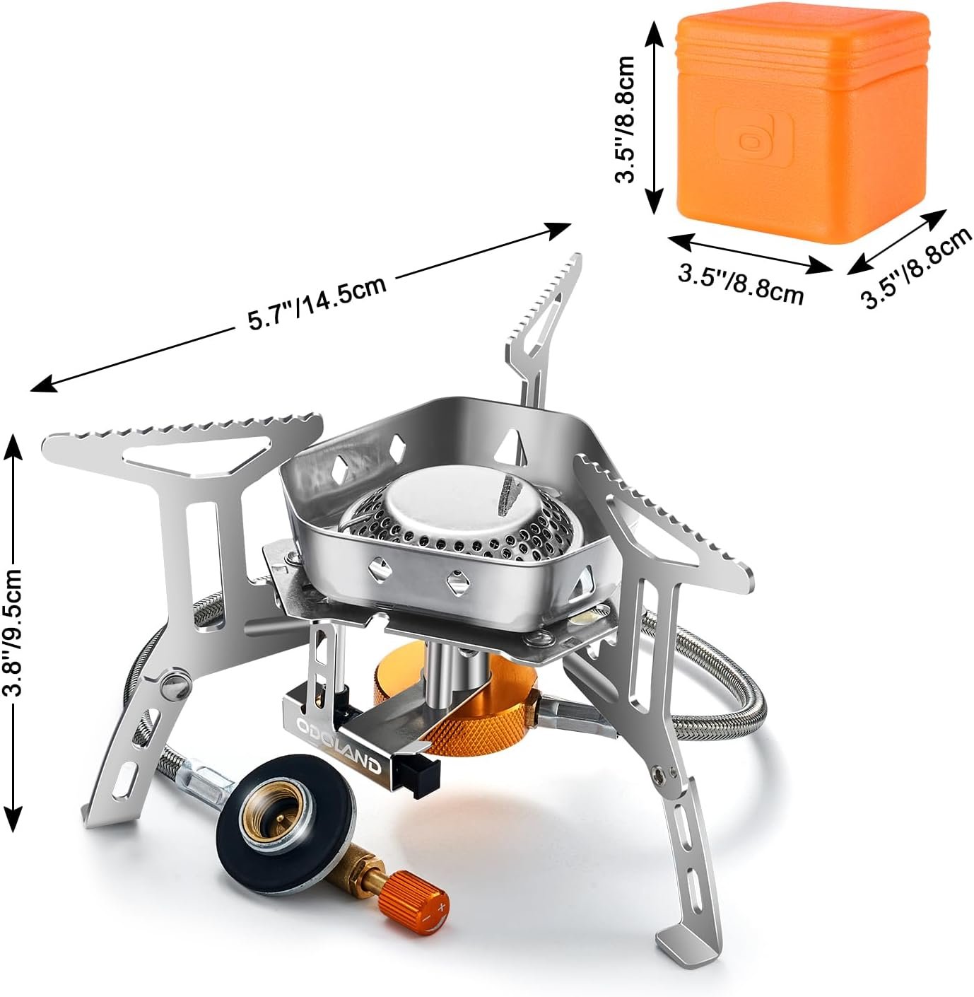 Odoland 3500W/6800W Windproof Camp Stove Camping Gas Stove with Fuel Canister Adapter, Piezo Ignition, Carry Case, Portable Collapsible Stove Burner for Outdoor Backpacking Hiking and Picnic - Image 6