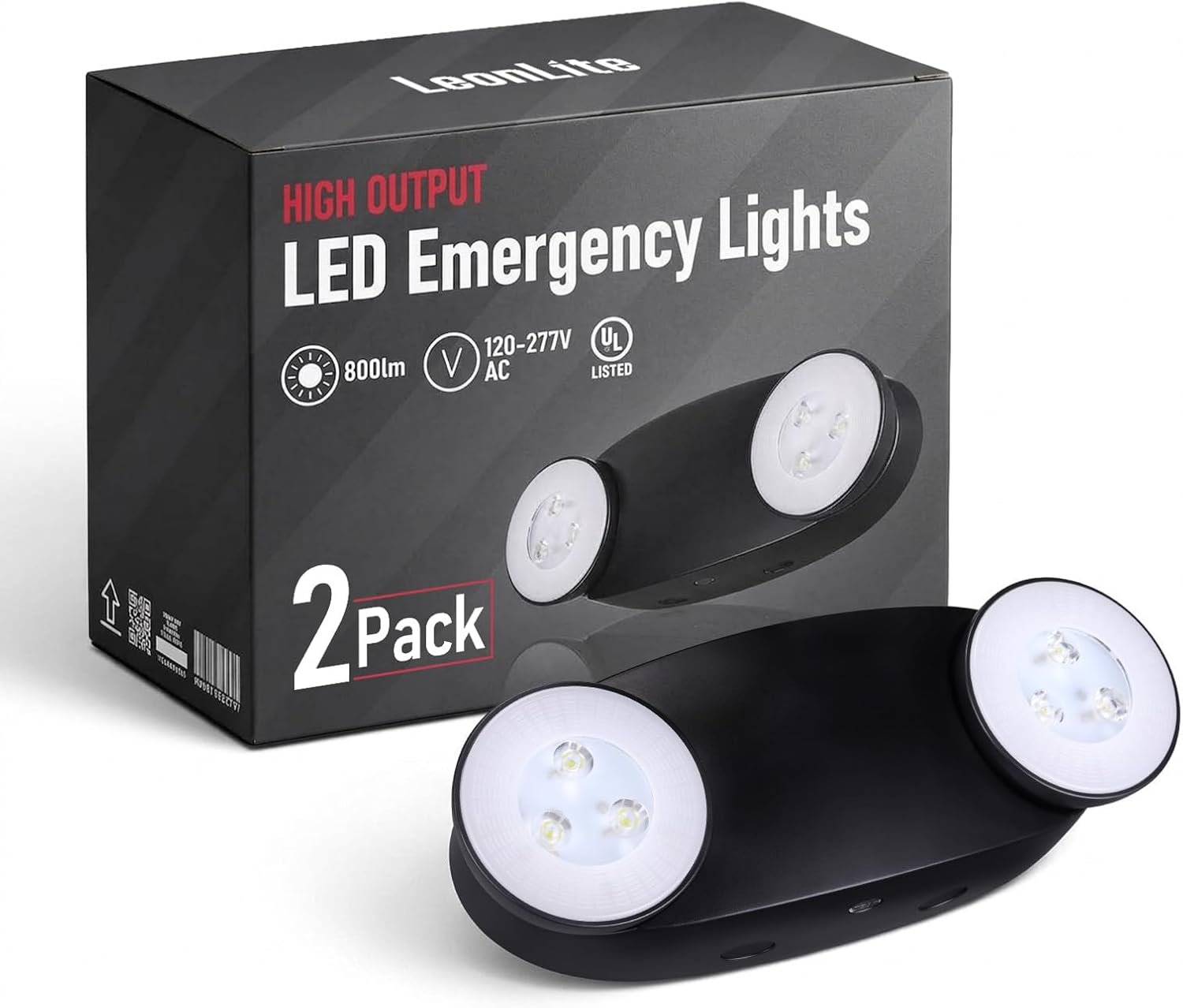 TORCHSTAR 2-Pack High Output LED Emergency Light with Battery Backup Black