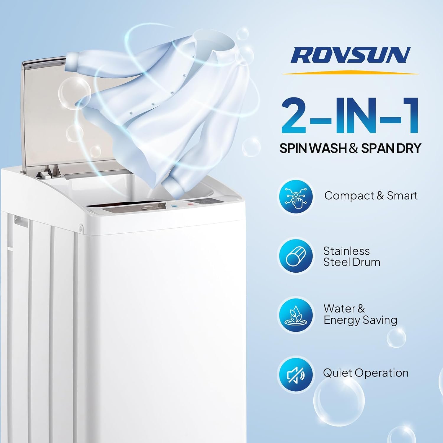 ROVSUN 17.8LBS Fully Automatic Portable Washing Machine with Drain Pump - Image 2