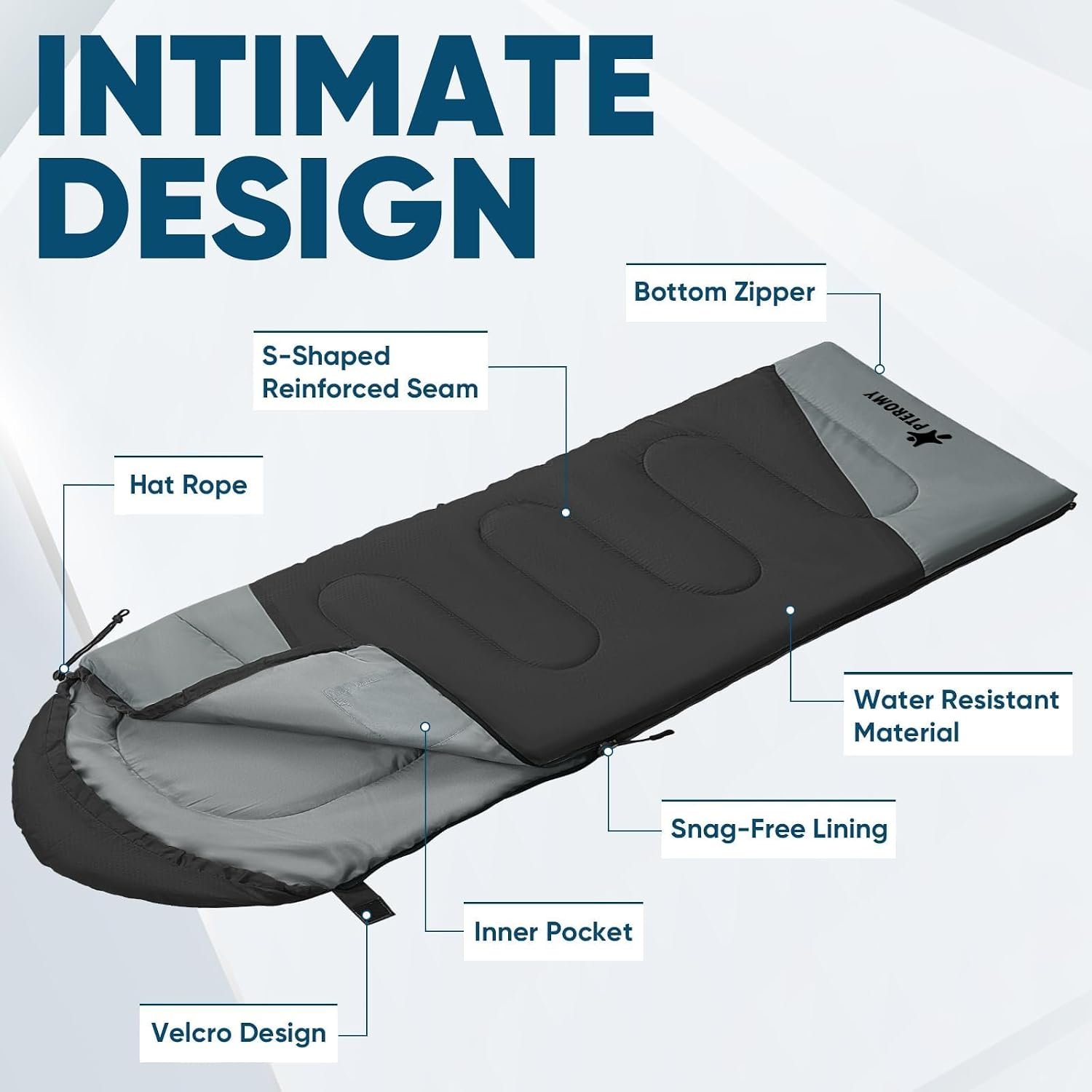 PTEROMY Sleeping Bags for Adults, Lightweight and Machine Washable, Water Resistant Backpacking Camping Sleeping Bag for Warm Cold Weather, Camping Essentials for Hiking Travel - Image 7
