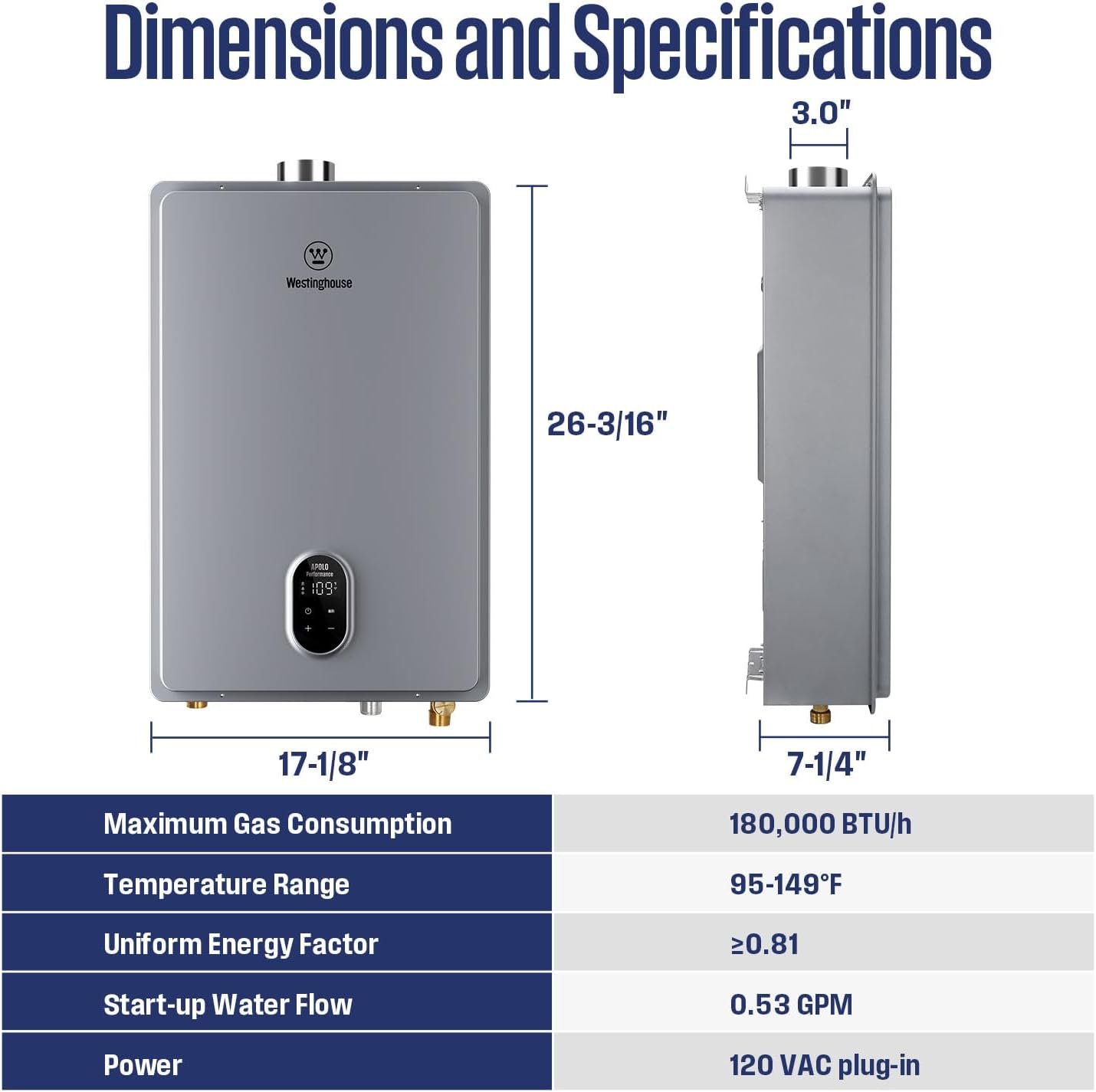 Westinghouse Tankless Water Heater Propane Indoor, 7.9 GPM 180,000 BTU - Image 8