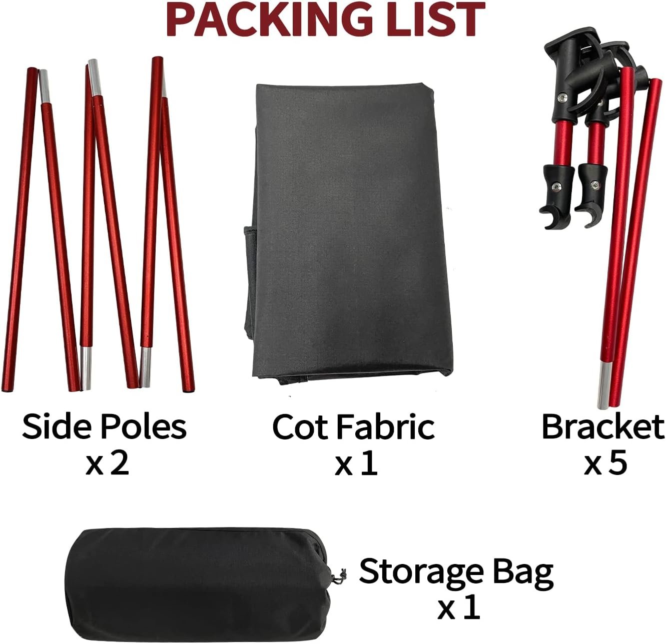 Sutekus Portable Camping Cot Sleeping Cot Ultralight Backpacking Cot Bed for Outdoor Hiking Travel Beach Mountaineering (Black) - Image 5