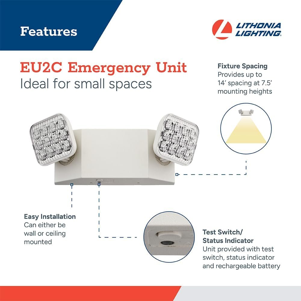 Lithonia Lighting Basics LED Emergency Light, Adjustable Heads 120/277V 1Pk - Image 3