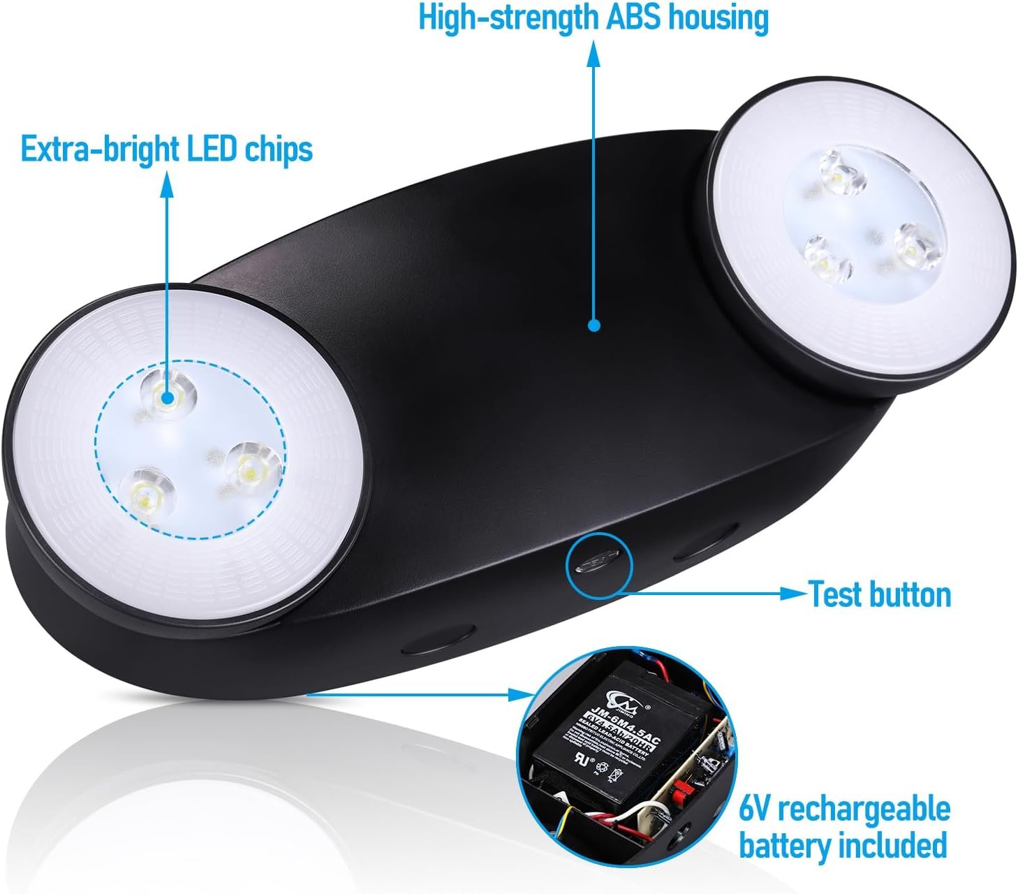 TORCHSTAR 2-Pack High Output LED Emergency Light with Battery Backup Black - Image 6