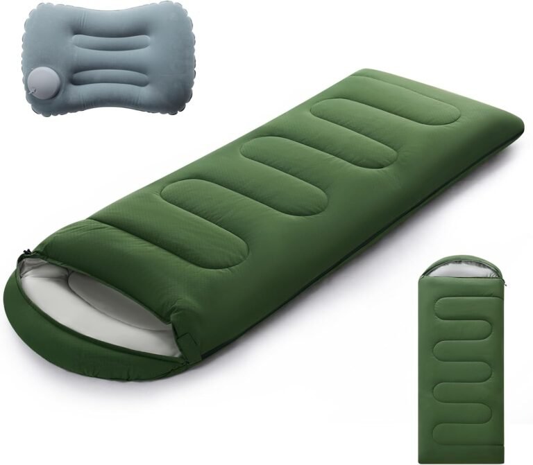 Camping Sleeping Bag for Adults 3-4 Season, Cold Weather Rated Sleeping Bag Waterproof Windproof with Inflatable Pillow, Breathable Foot Zipper, Soft Brushed Fabric, Portable for Outdoor Hiking Travel
