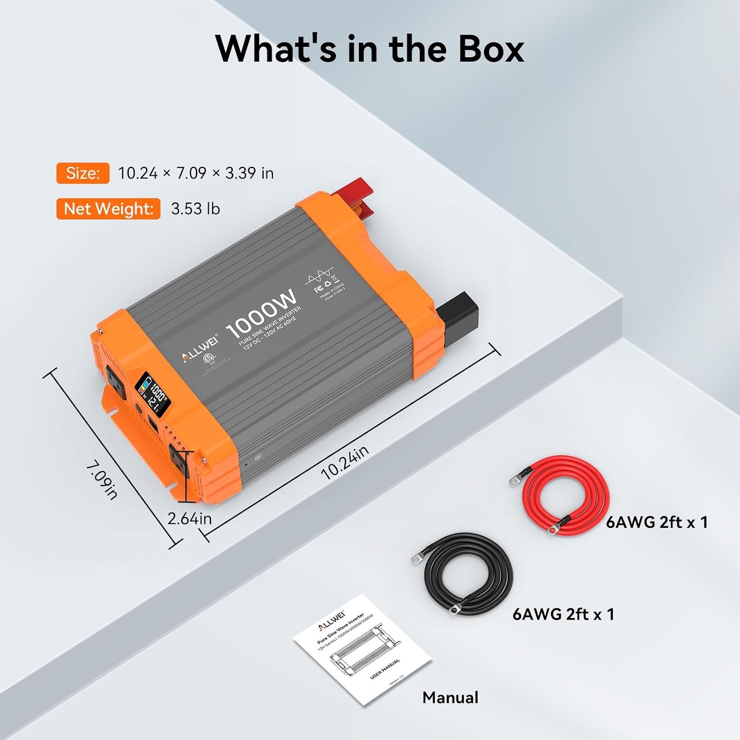 1000W Pure Sine Wave Power Inverter 12V DC to 120V AC, ETL Listed to UL 458 - Image 7